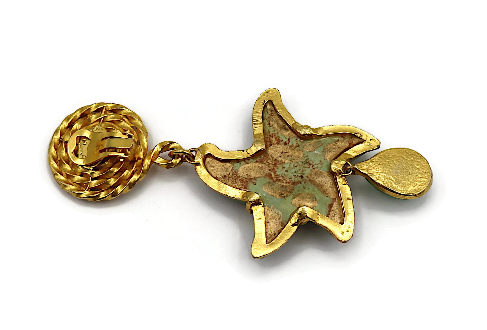 YVES SAINT LAURENT YSL Rive Gauche, boucles d'oreilles pendantes vintage en forme d'étoiles de mer en vente 9