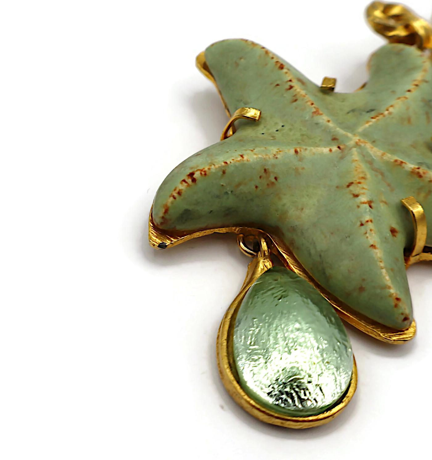 YVES SAINT LAURENT YSL Rive Gauche, boucles d'oreilles pendantes vintage en forme d'étoiles de mer en vente 14