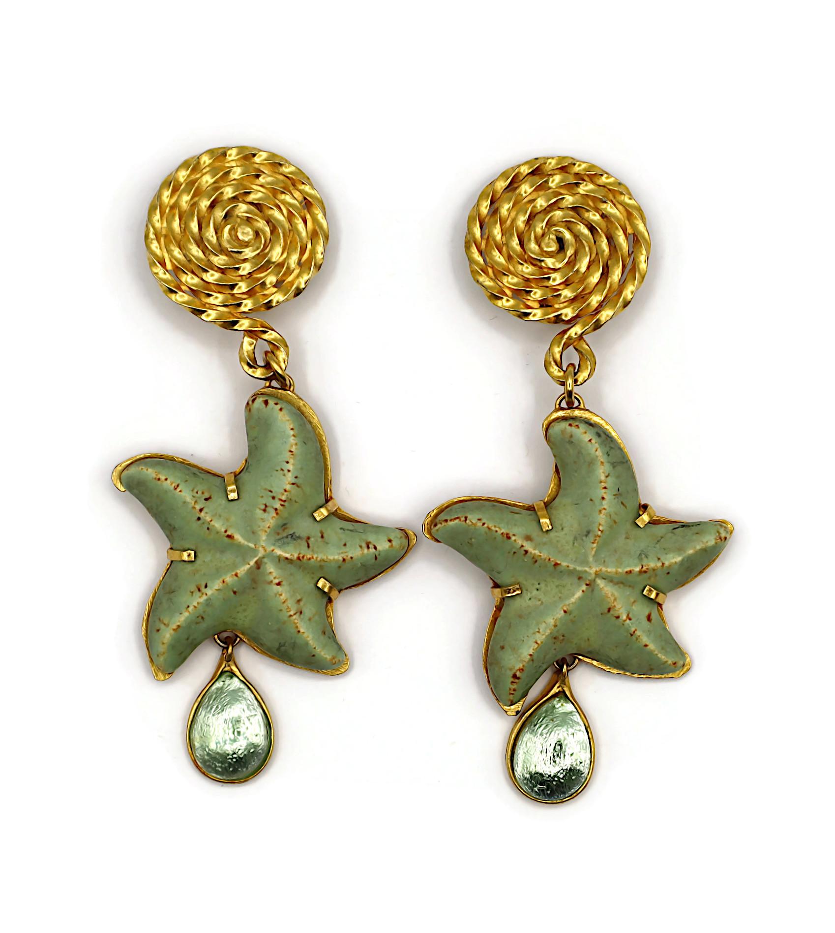 Women's YVES SAINT LAURENT YSL Rive Gauche Vintage Massive Starfish Dangling Earrings For Sale