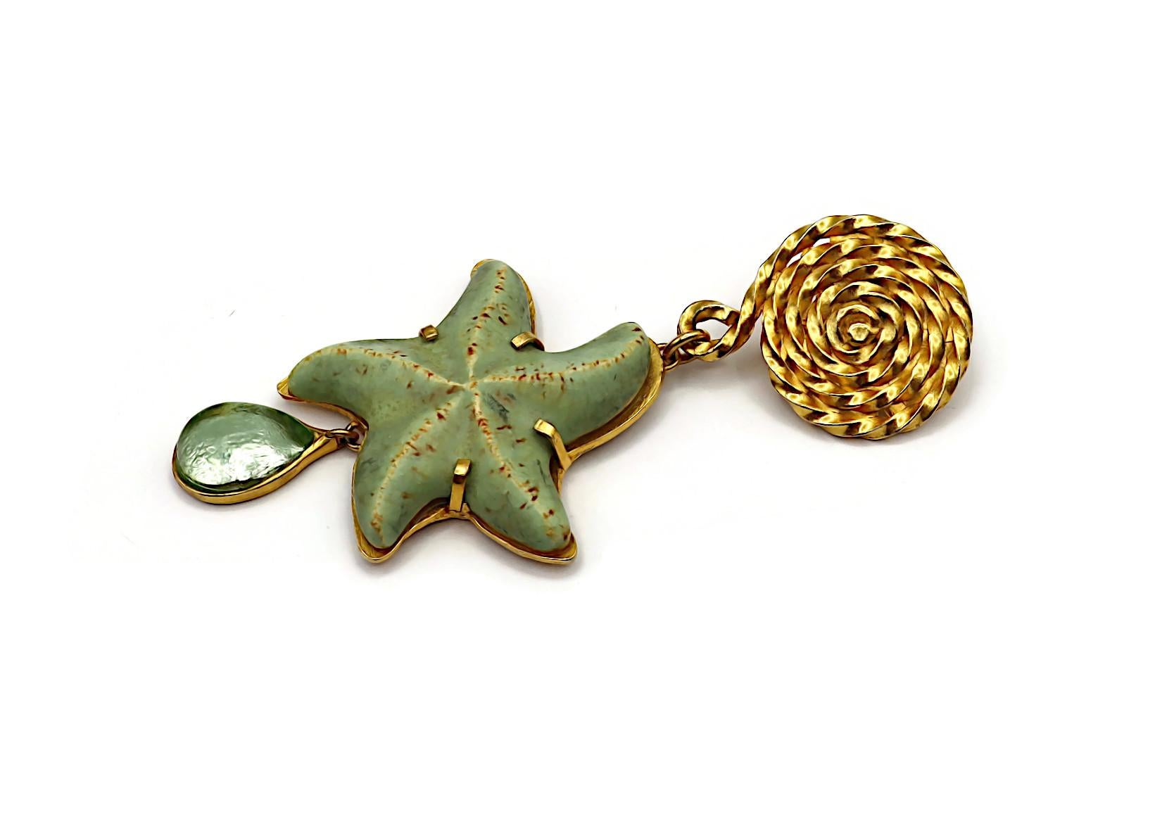 YVES SAINT LAURENT YSL Rive Gauche, boucles d'oreilles pendantes vintage en forme d'étoiles de mer en vente 5