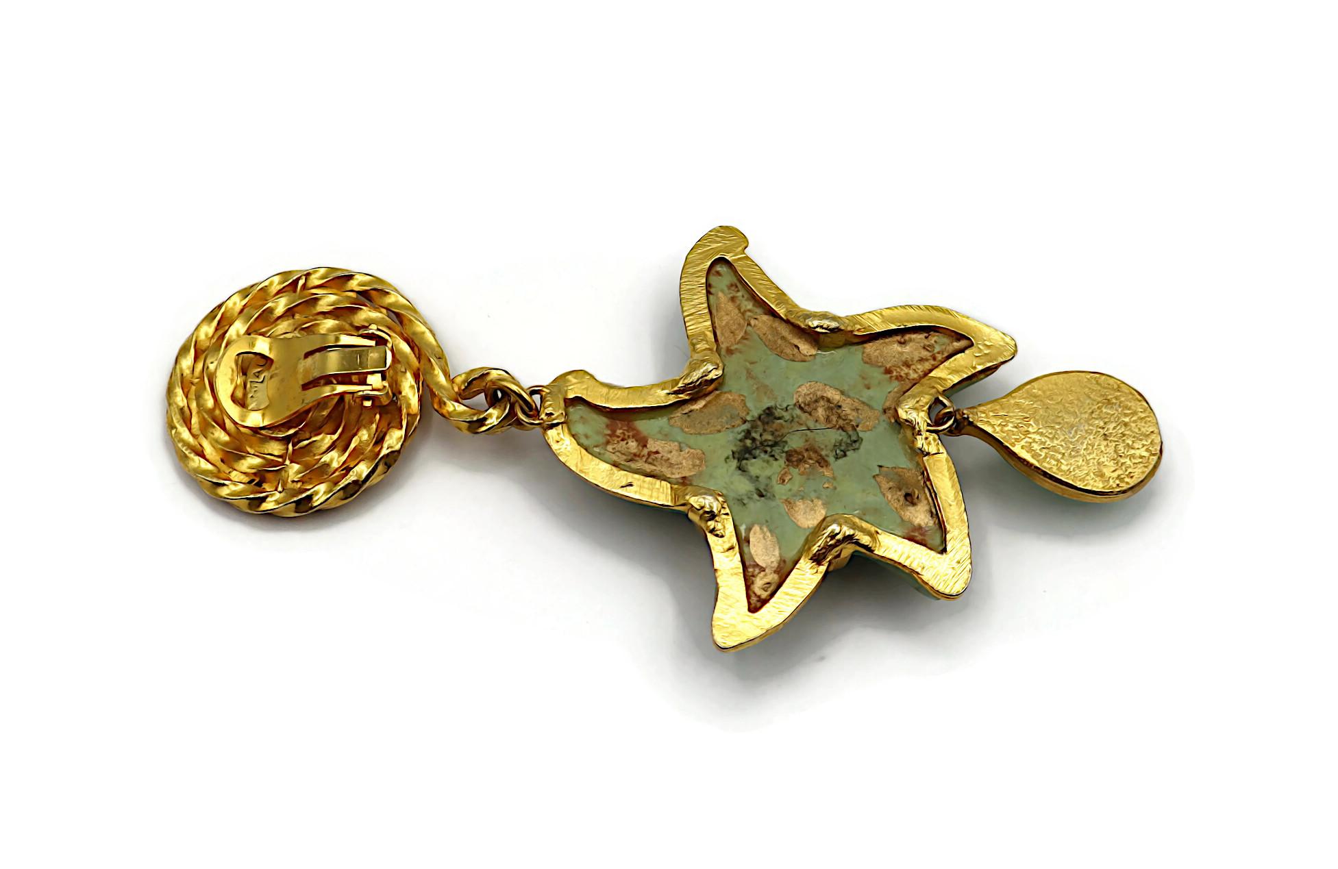 YVES SAINT LAURENT YSL Rive Gauche, boucles d'oreilles pendantes vintage en forme d'étoiles de mer en vente 6