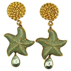 YVES SAINT LAURENT YSL Rive Gauche, boucles d'oreilles pendantes vintage en forme d'étoiles de mer