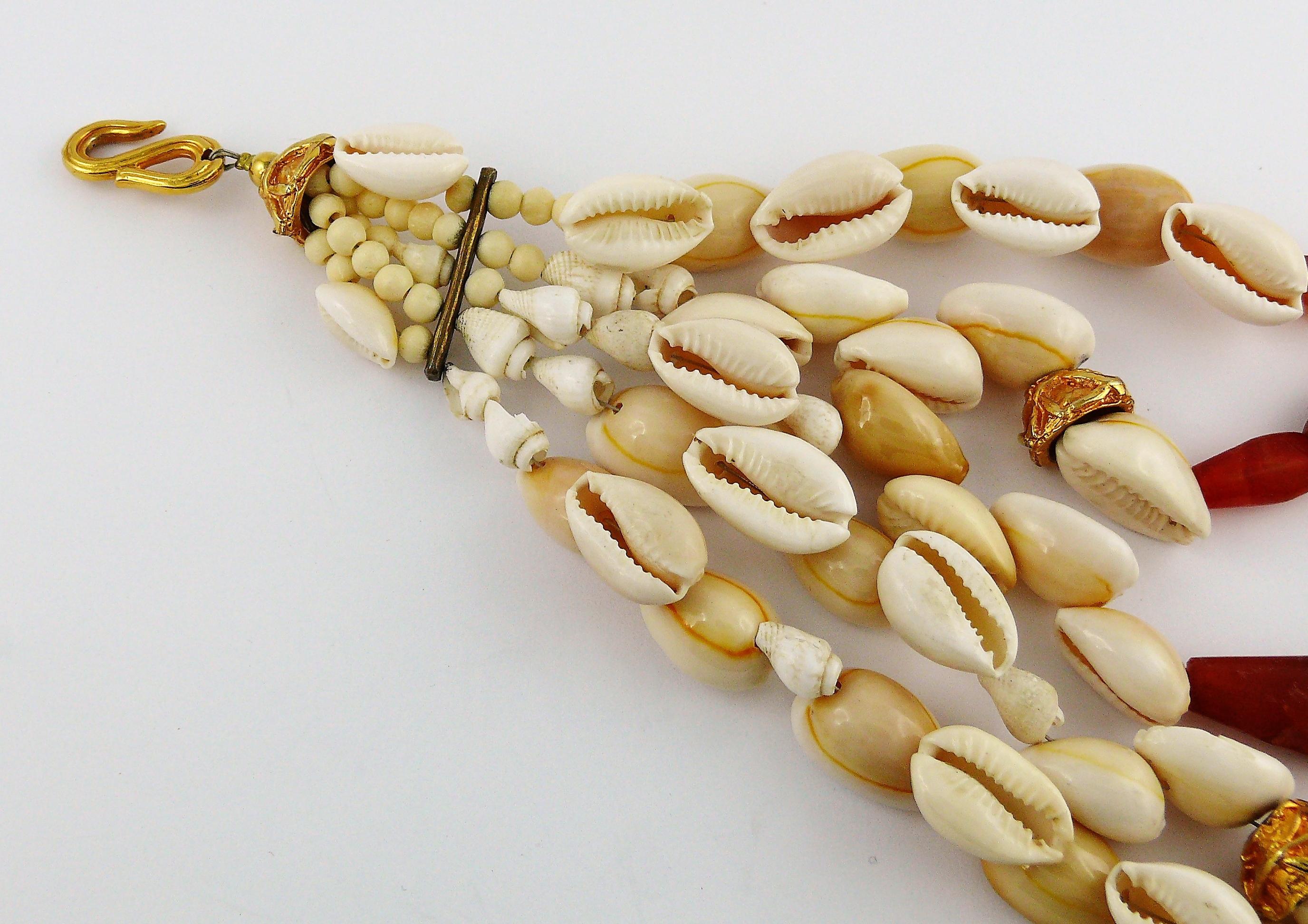 YVES SAINT LAURENT YSL Rive Gauche Vintage Multi-Strand Sea Life Necklace In Good Condition For Sale In Nice, FR