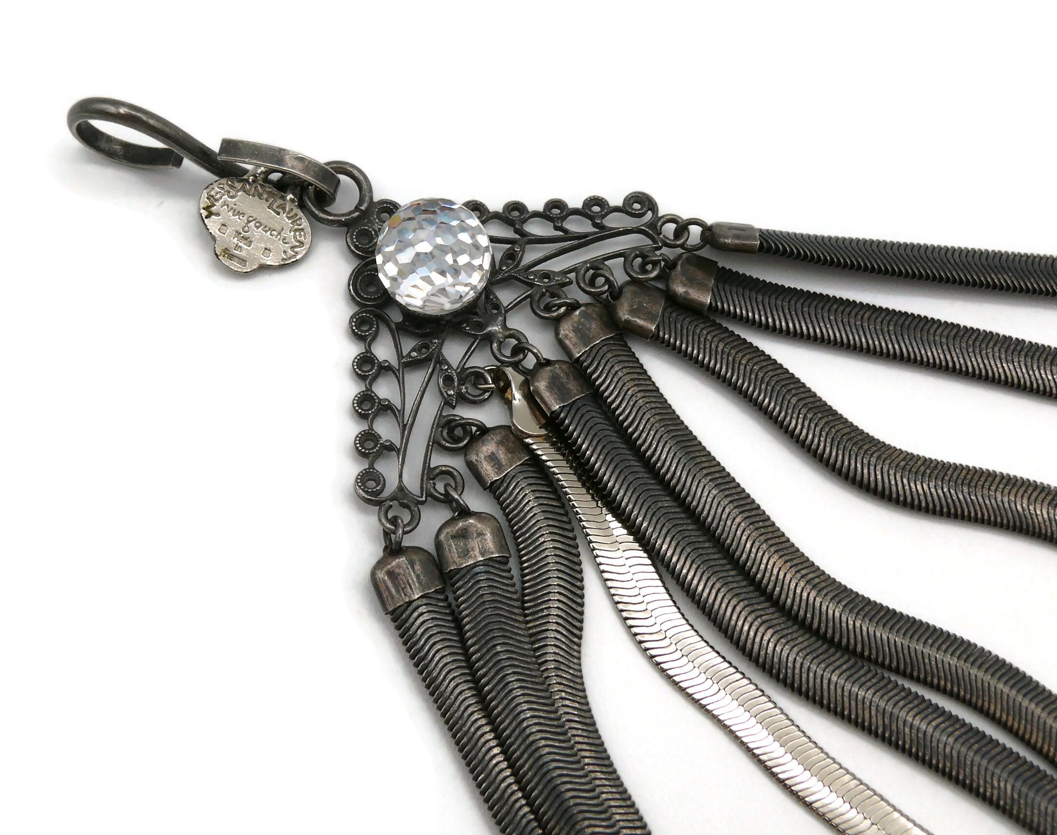 saint laurent silver tone snake chain necklace