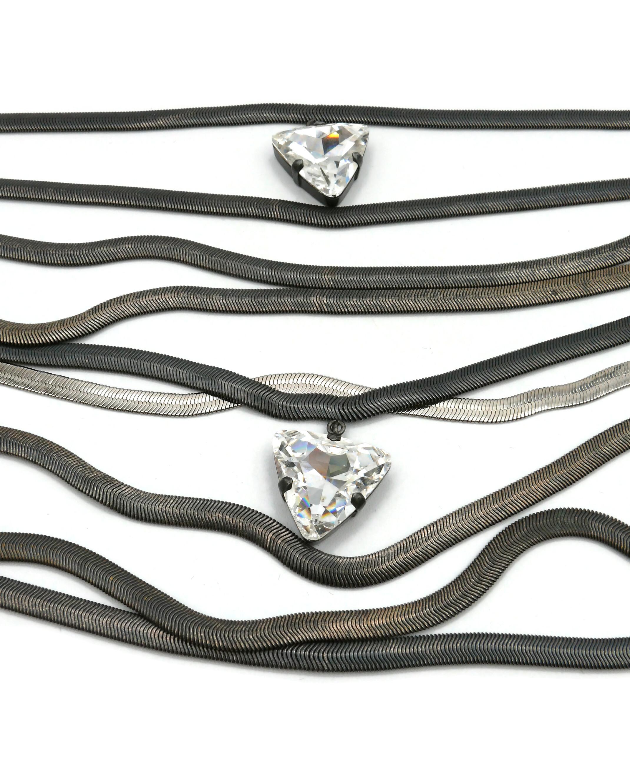 YVES SAINT LAURENT YSL Rive Gauche Vintage Multi-Strand Snake Chains Necklace In Good Condition For Sale In Nice, FR
