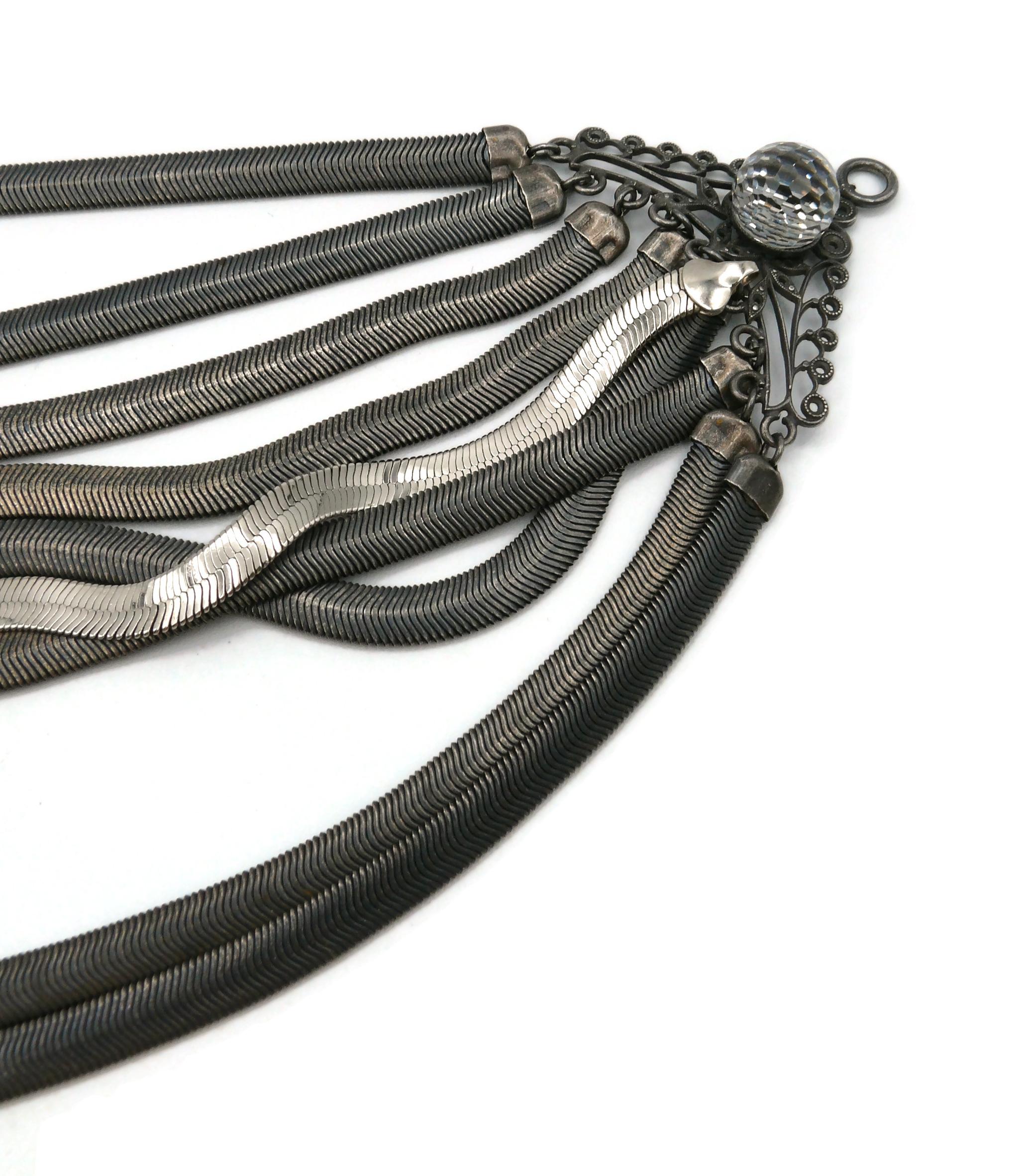 Women's YVES SAINT LAURENT YSL Rive Gauche Vintage Multi-Strand Snake Chains Necklace For Sale