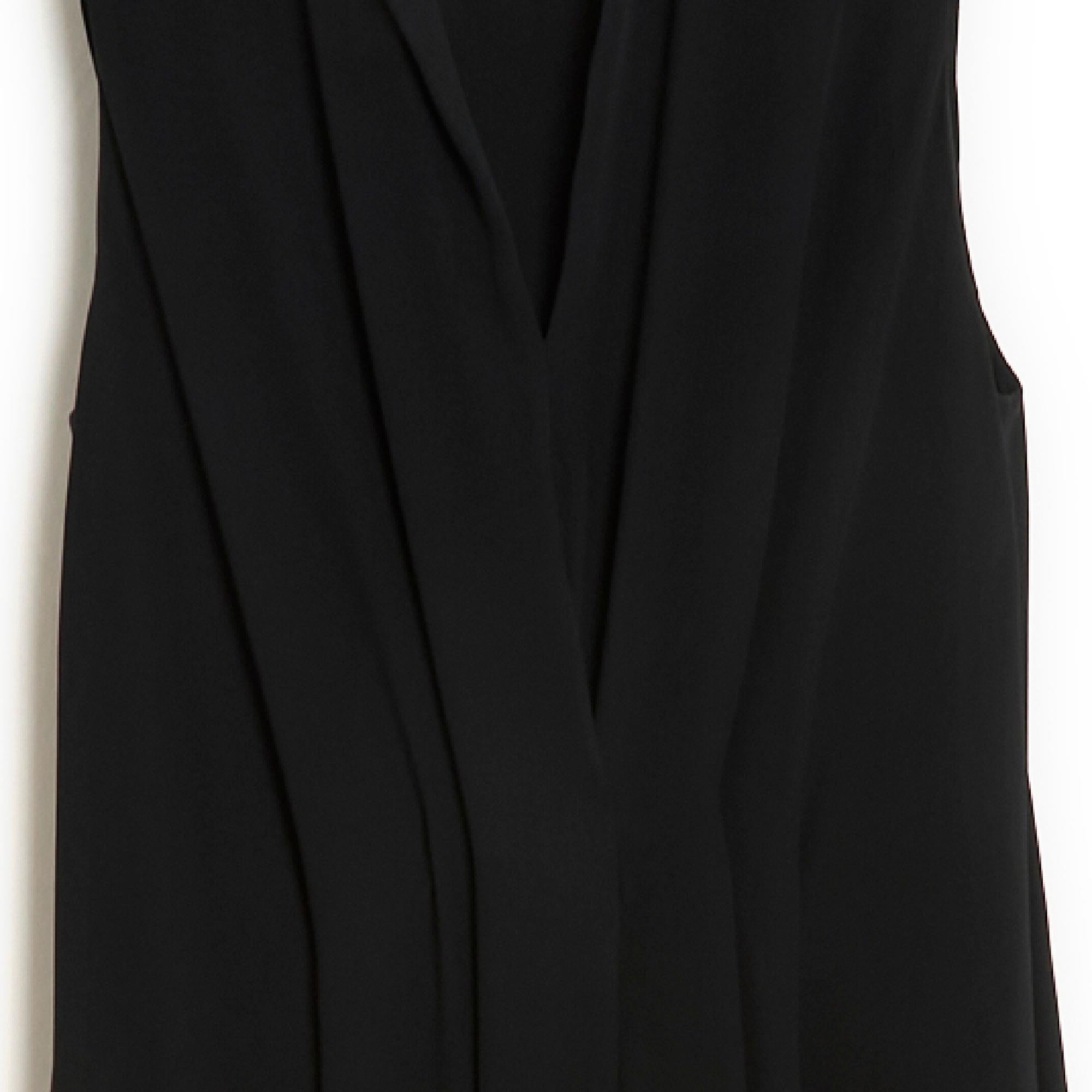 da uomo o donna Yves Saint Laurent YSL Robe FR40 Maxi Abito in Crepe di Seta Nero Foldes UK12 US10 in vendita