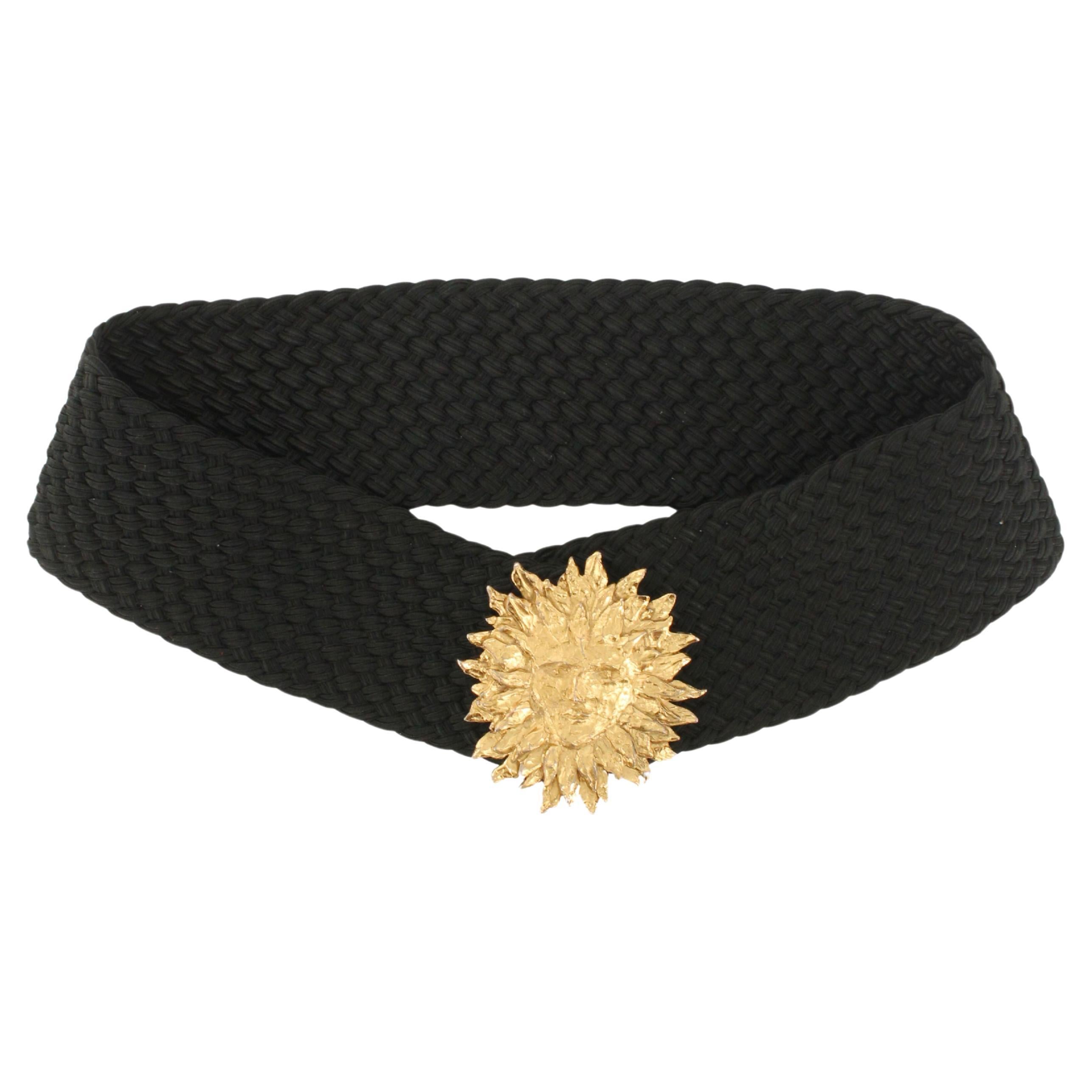 Yves Saint Laurent YSL Robert Goosens Gold Sun Medallion Passementerie Belt For Sale