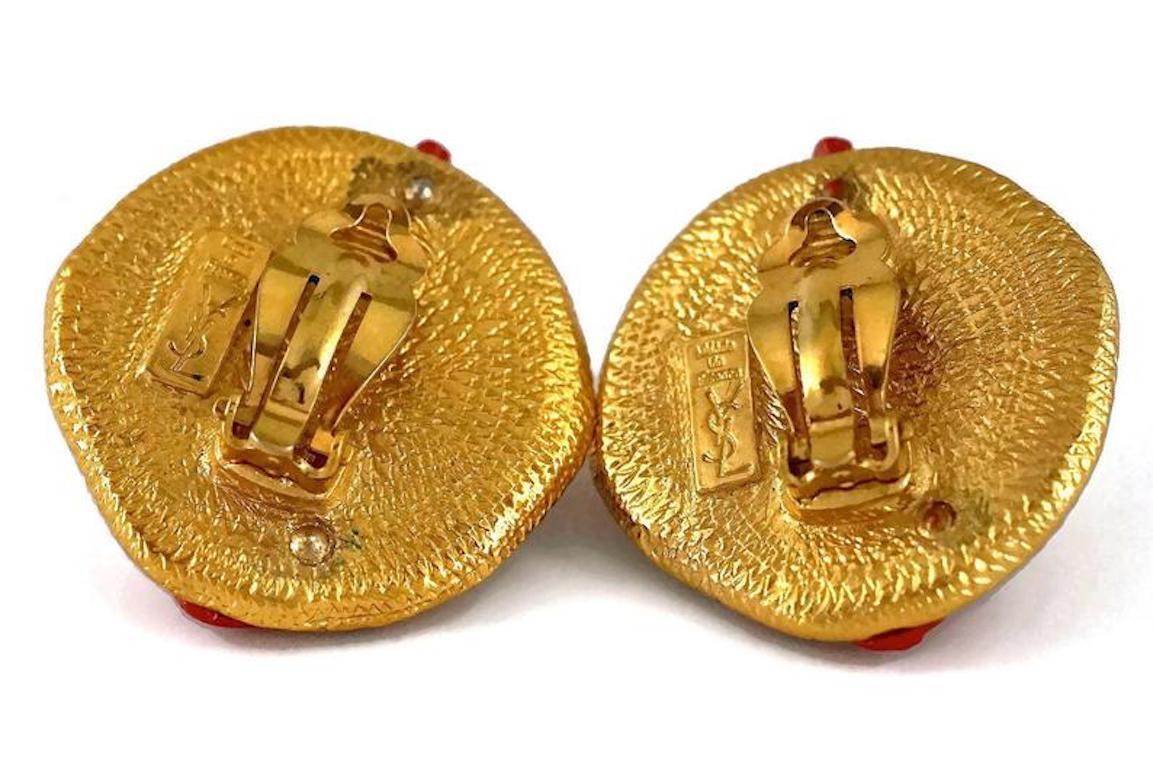 YVES SAINT LAURENT Ysl Robert Goossens Coral Branch Overlay Medallion Earrings 3
