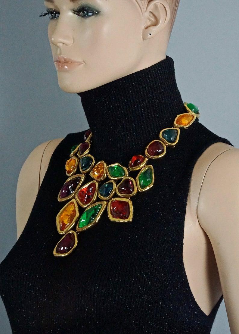 Women's YVES SAINT LAURENT Ysl Robert Goossens Dramatic Multi Jeweled Plastron Necklace