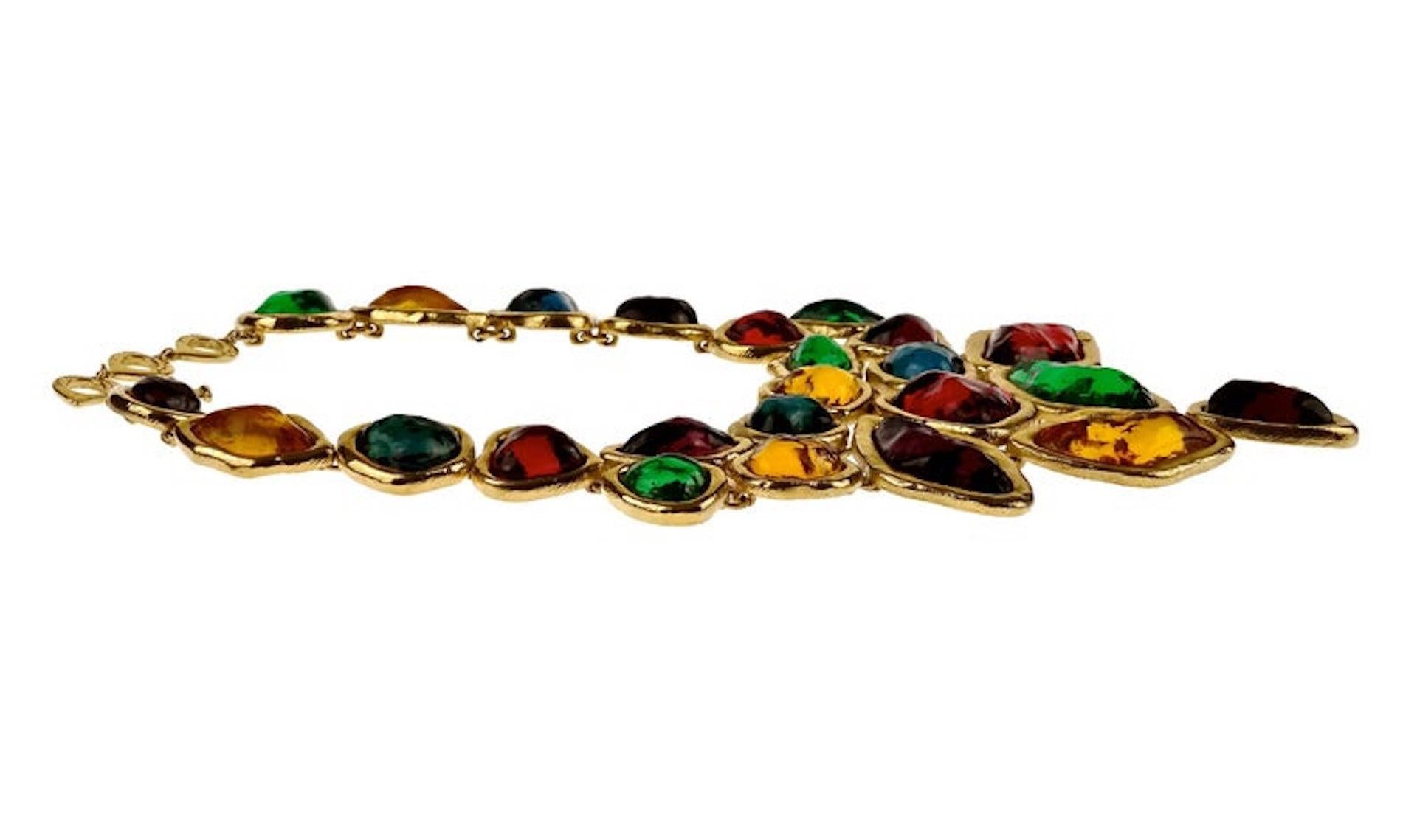 YVES SAINT LAURENT Ysl Robert Goossens Dramatic Multi Jeweled Plastron Necklace 2