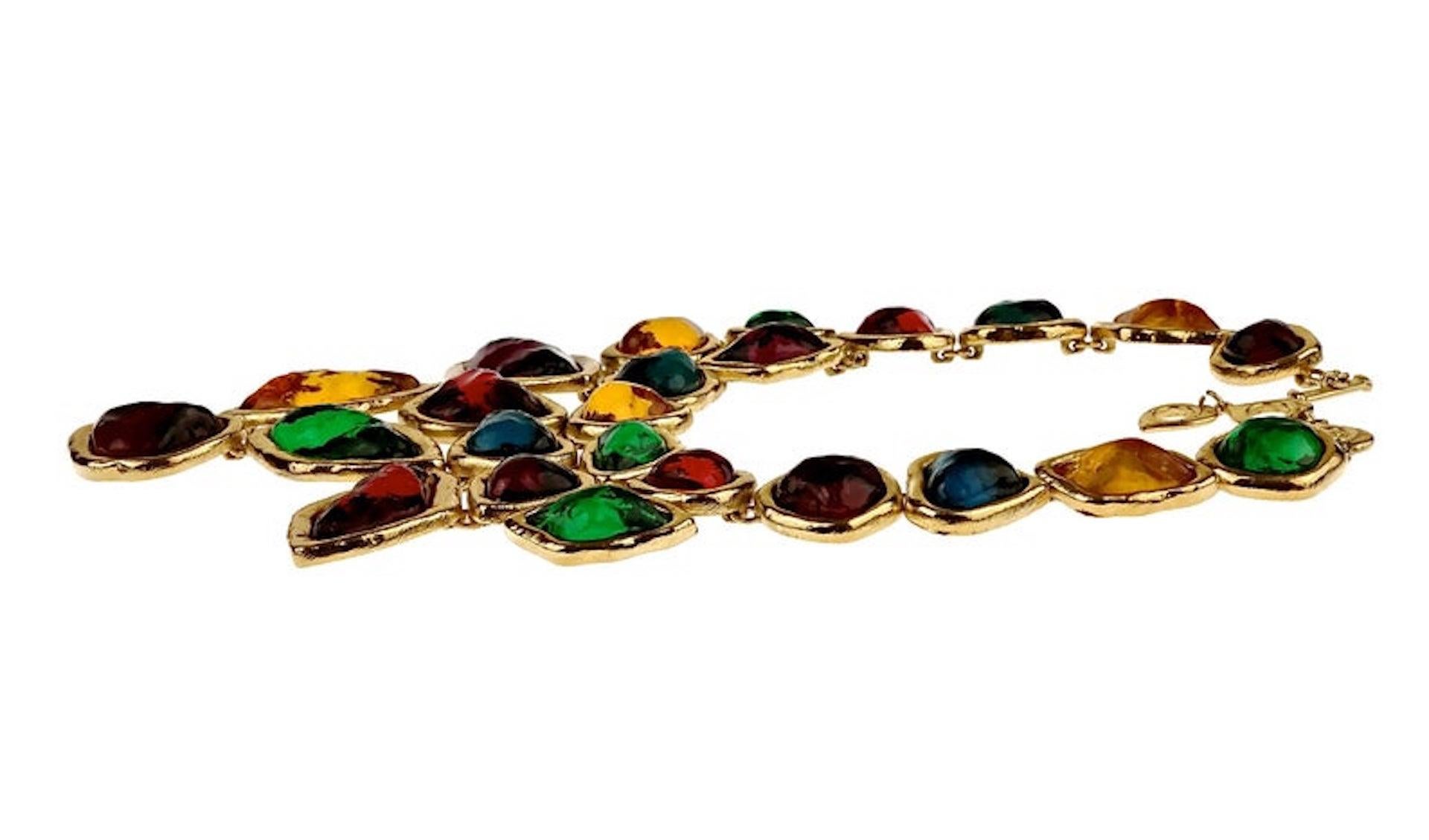 YVES SAINT LAURENT Ysl Robert Goossens Dramatic Multi Jeweled Plastron Necklace 3