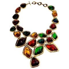 YVES SAINT LAURENT Ysl Robert Goossens Dramatic Multi Jeweled Plastron Necklace