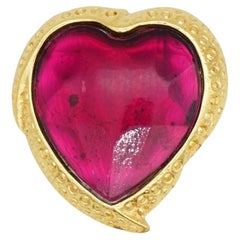 Yves Saint Laurent YSL Robert Goossens Gold Fuchsia Red Purple Heart Brooch