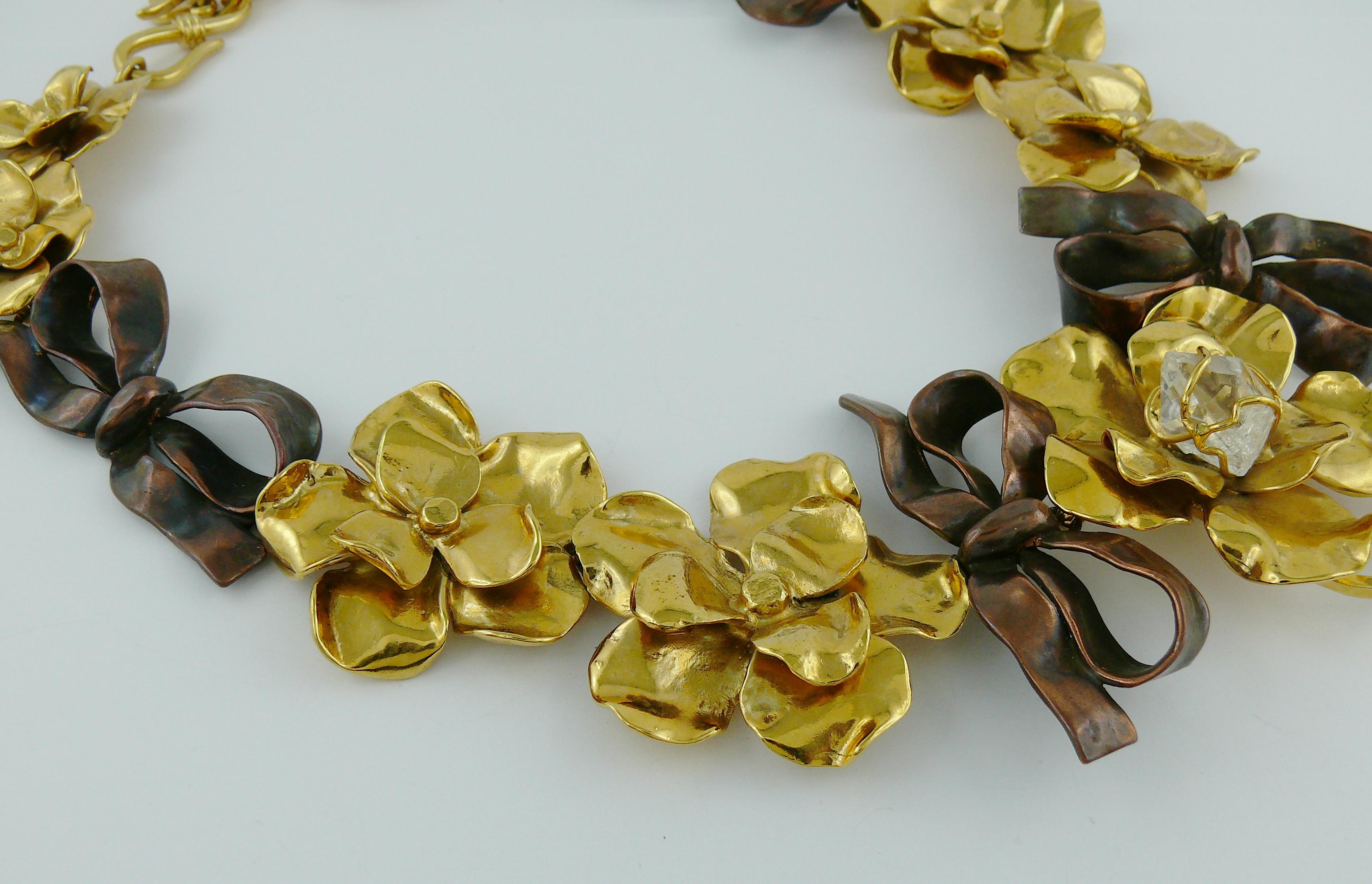 Women's Yves Saint Laurent YSL Vintage Floral Bow Necklace