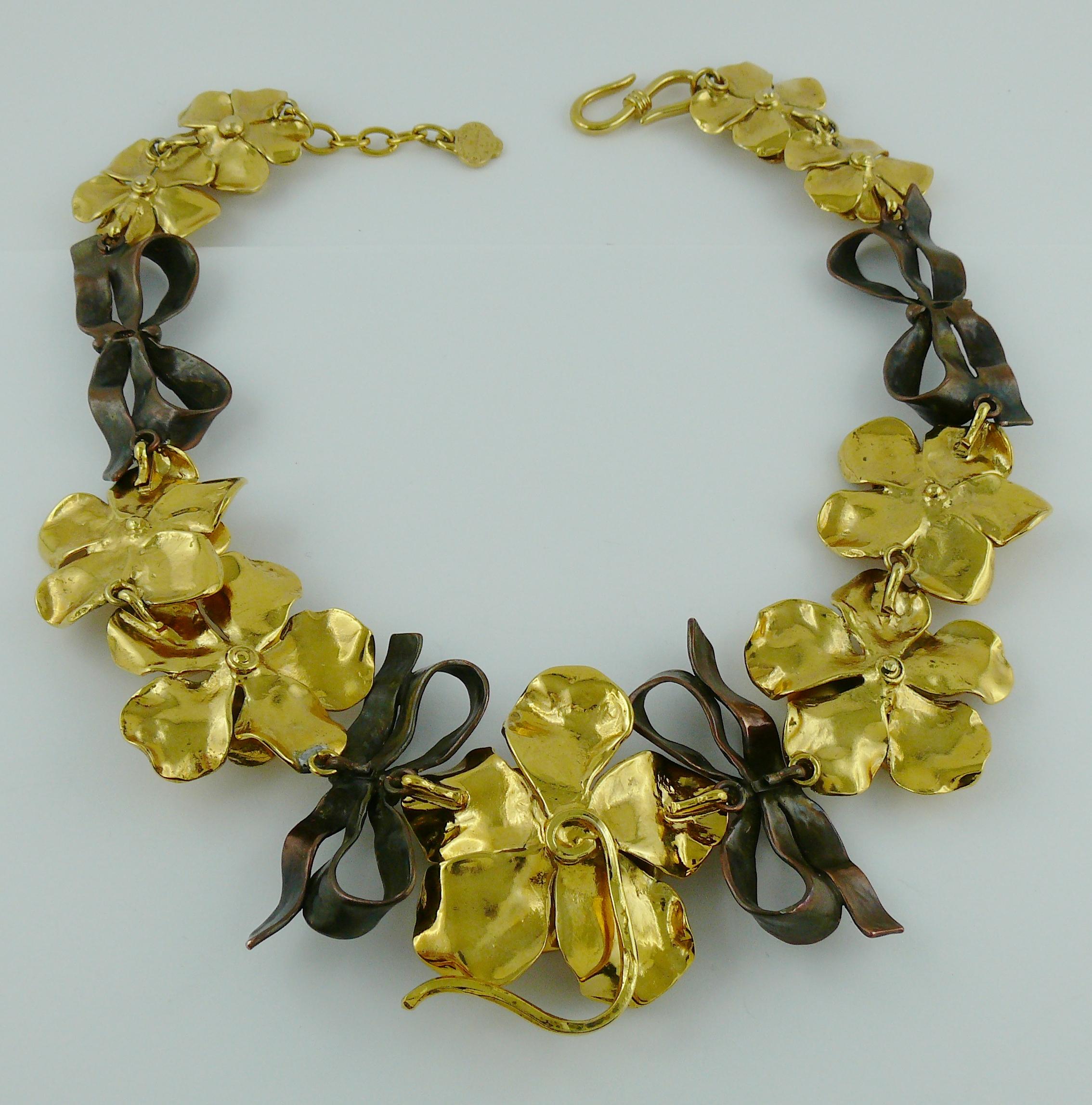 Yves Saint Laurent YSL Vintage Floral Bow Necklace 4