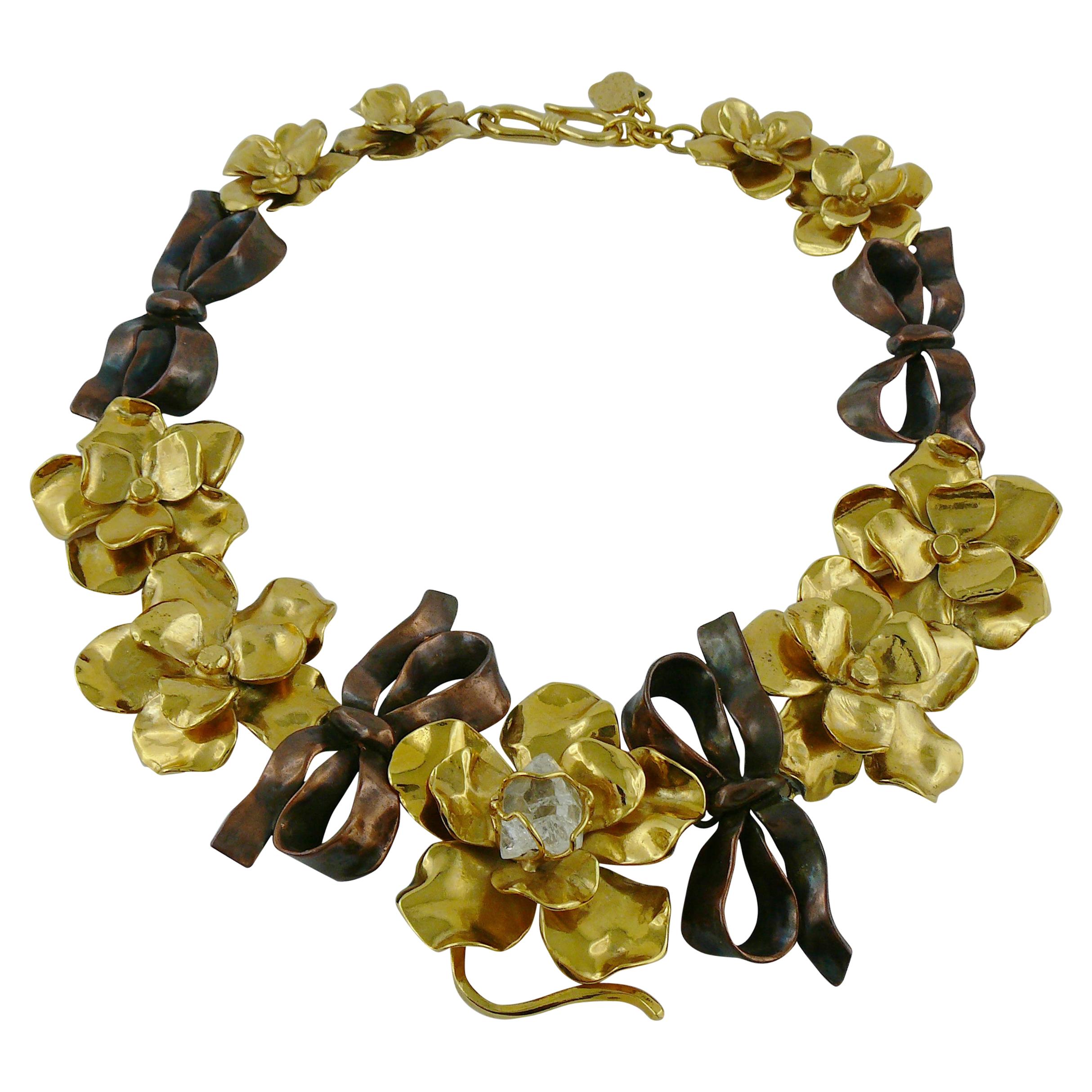 Yves Saint Laurent YSL Vintage Floral Bow Necklace