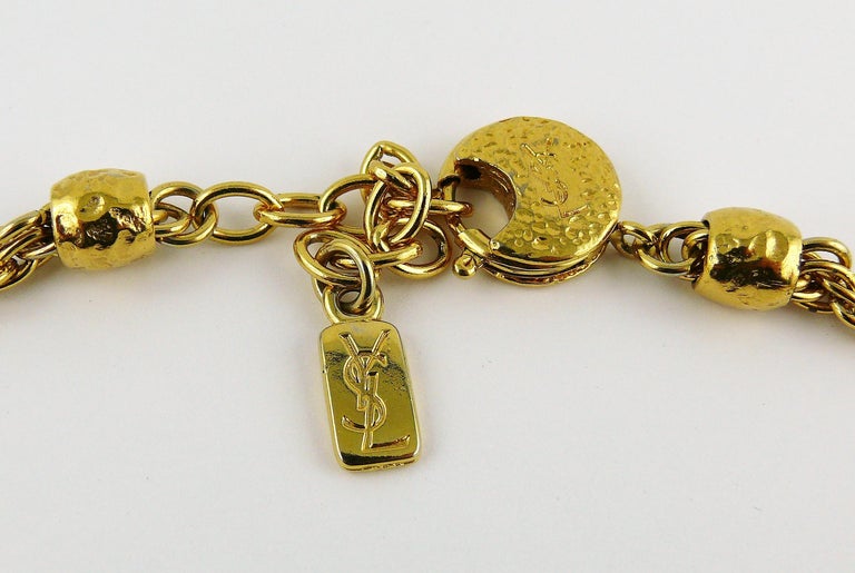 Yves Saint Laurent YSL Vintage Jewelled Cross Necklace at 1stDibs