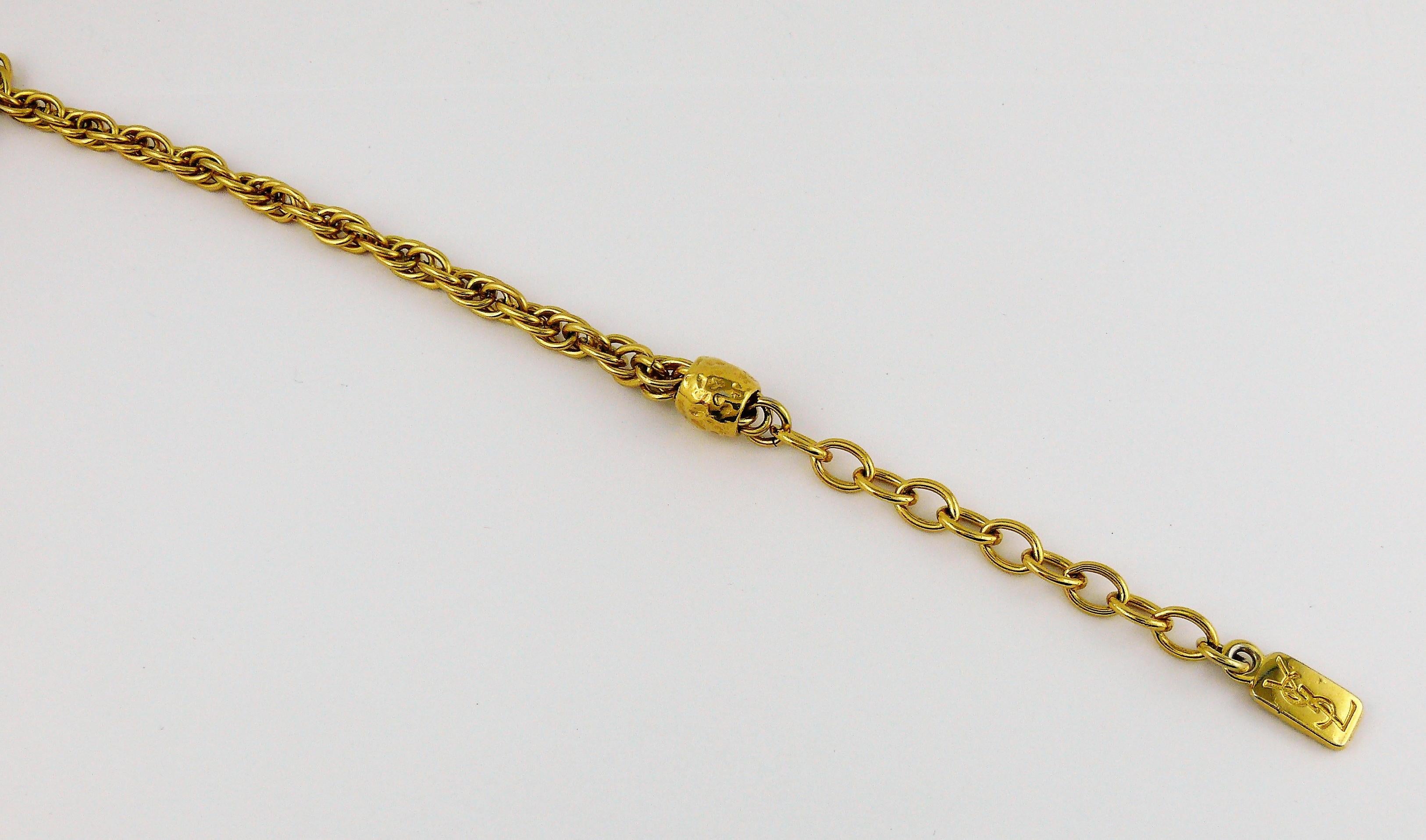 Women's Yves Saint Laurent YSL Vintage Jewelled Cross Necklace