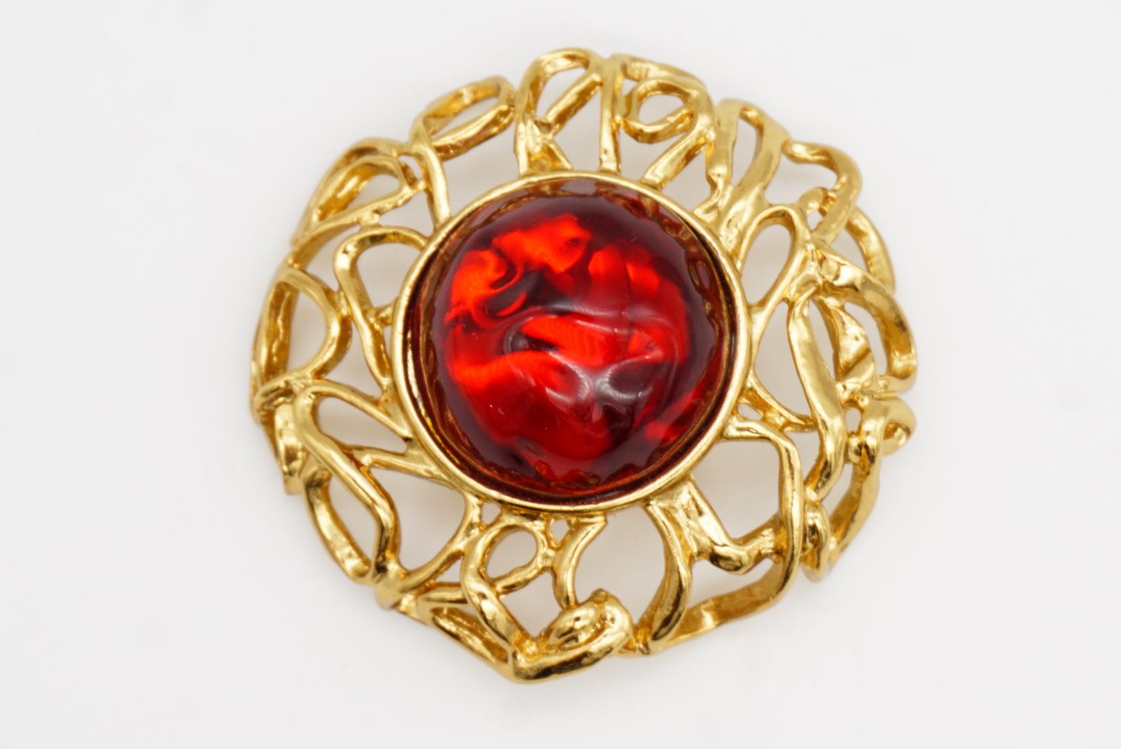 Yves Saint Laurent YSL Robert Goossens Vintage Large Ruby Wire Openwork Brooch For Sale 5