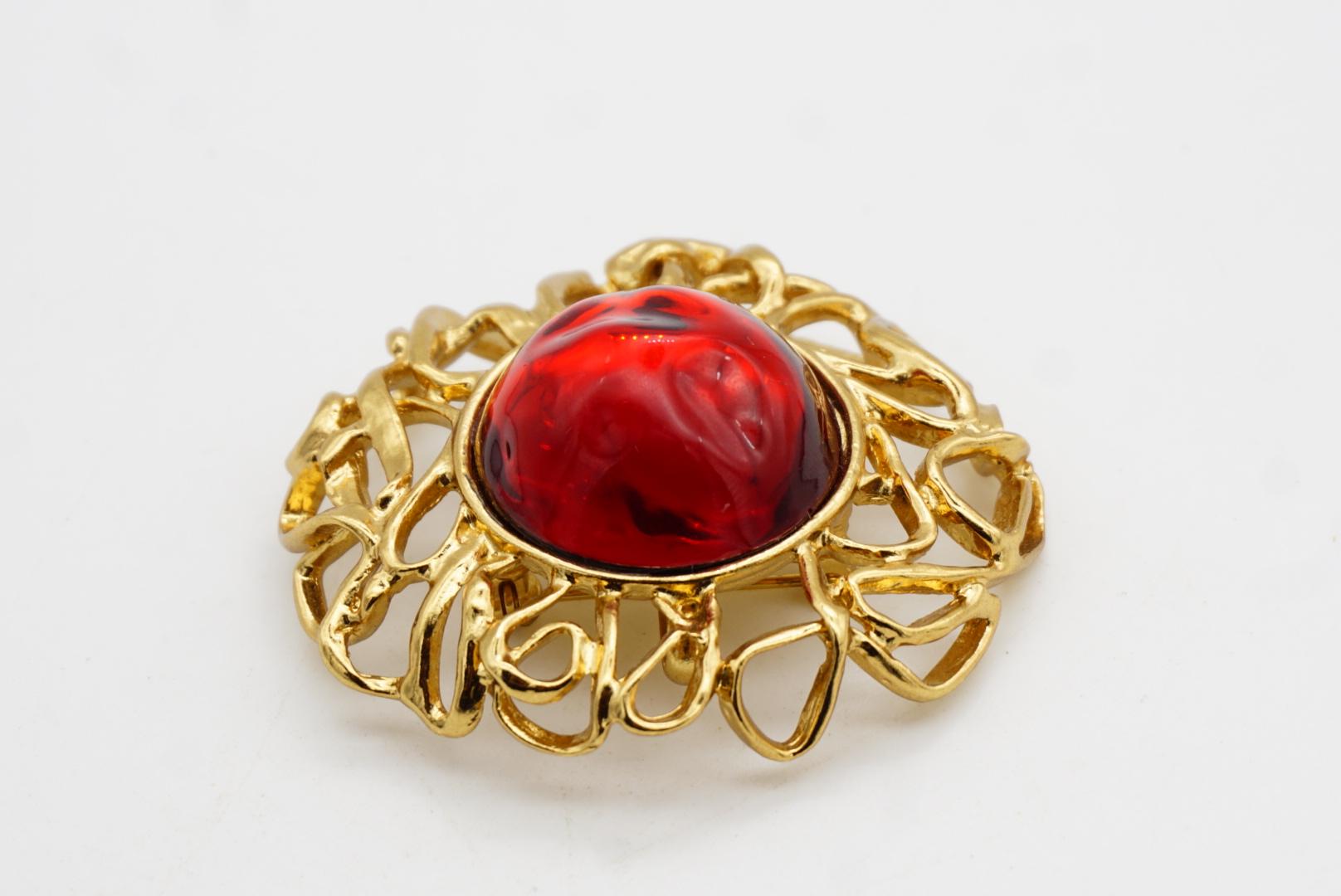 Yves Saint Laurent YSL Robert Goossens Vintage Large Ruby Wire Openwork Brooch For Sale 7