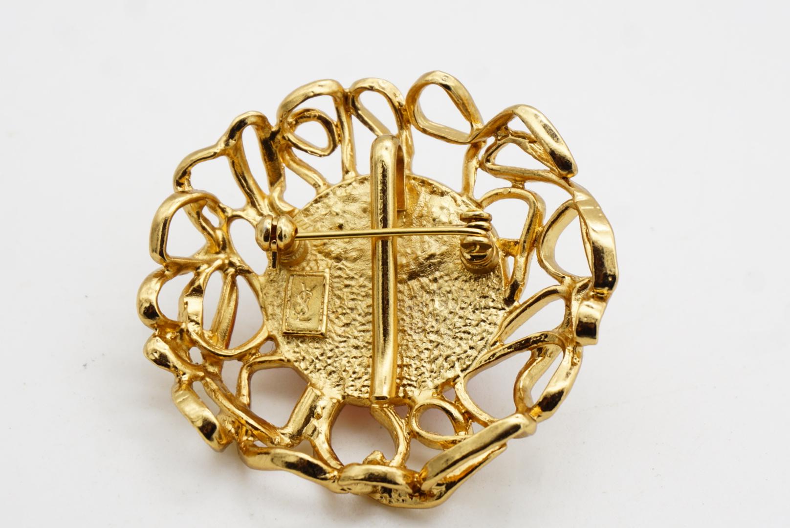 Yves Saint Laurent YSL Robert Goossens Vintage Large Ruby Wire Openwork Brooch For Sale 9