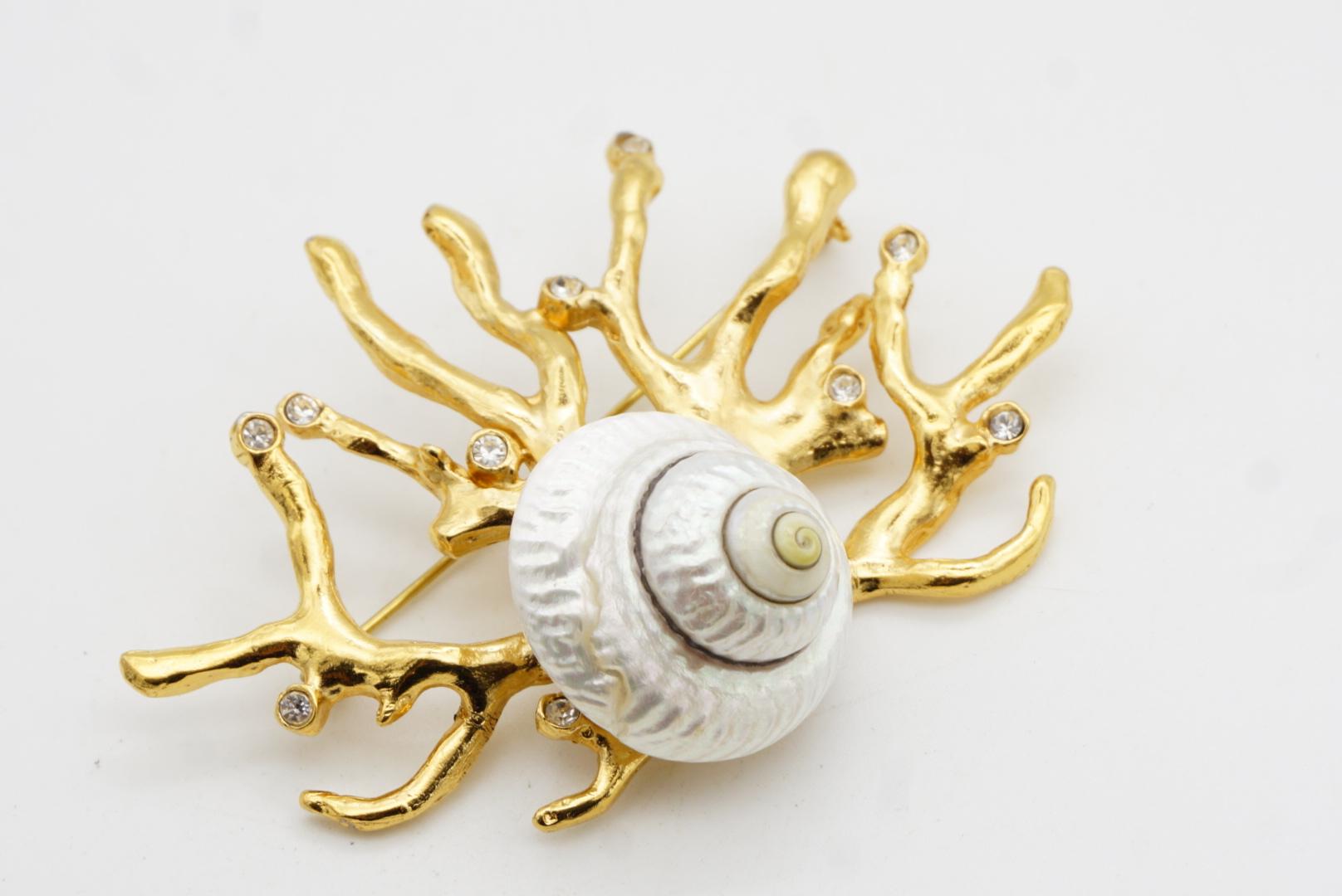 Yves Saint Laurent YSL Broche Robert Goossens Blanco Concha Coral Cristales Rama en venta 7