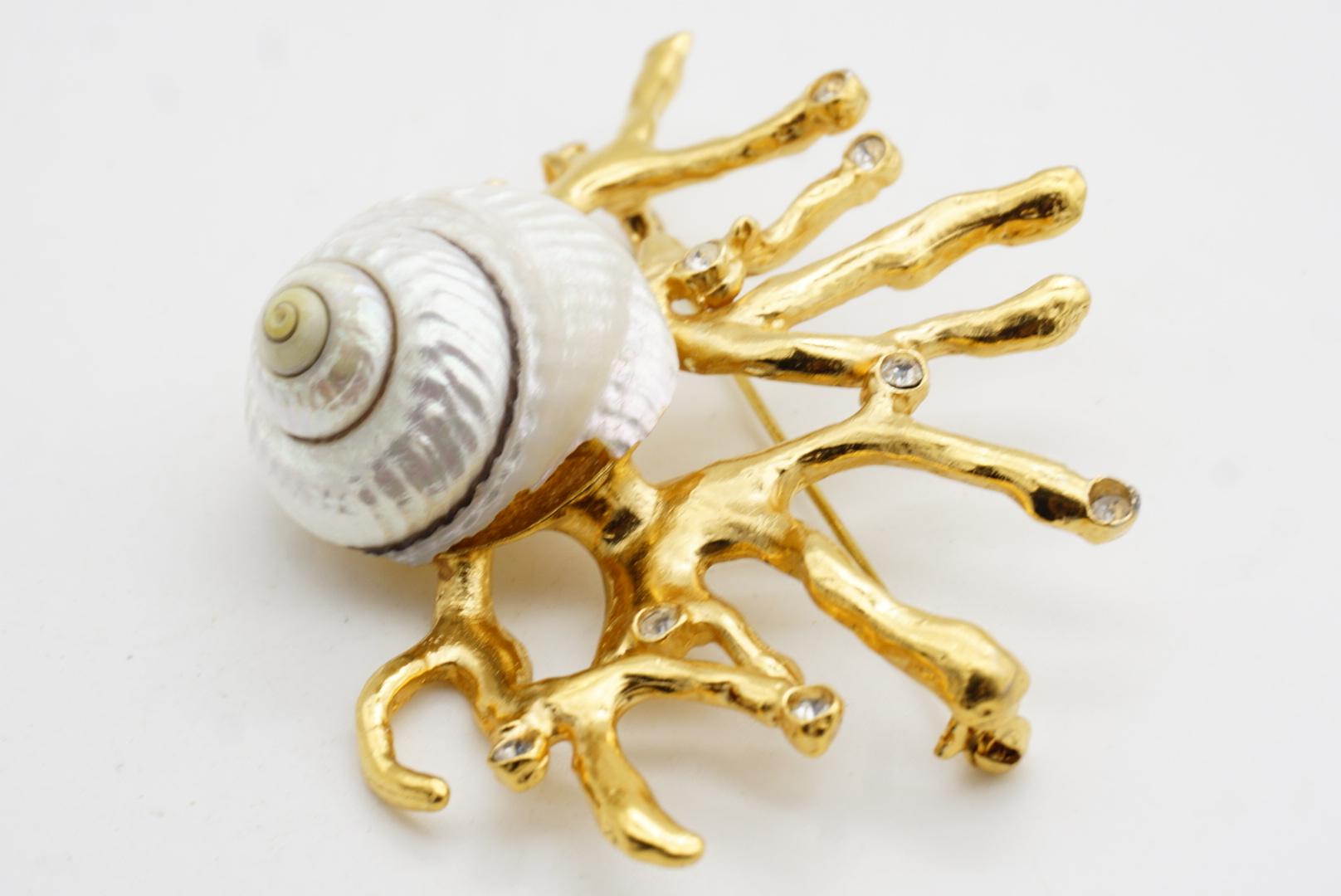 Yves Saint Laurent YSL Broche Robert Goossens Blanco Concha Coral Cristales Rama en venta 9
