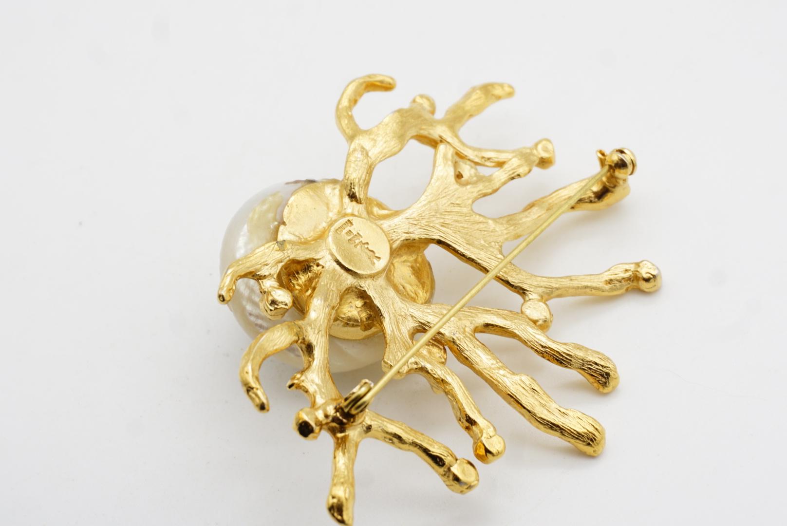 Yves Saint Laurent YSL Broche Robert Goossens Blanco Concha Coral Cristales Rama en venta 10