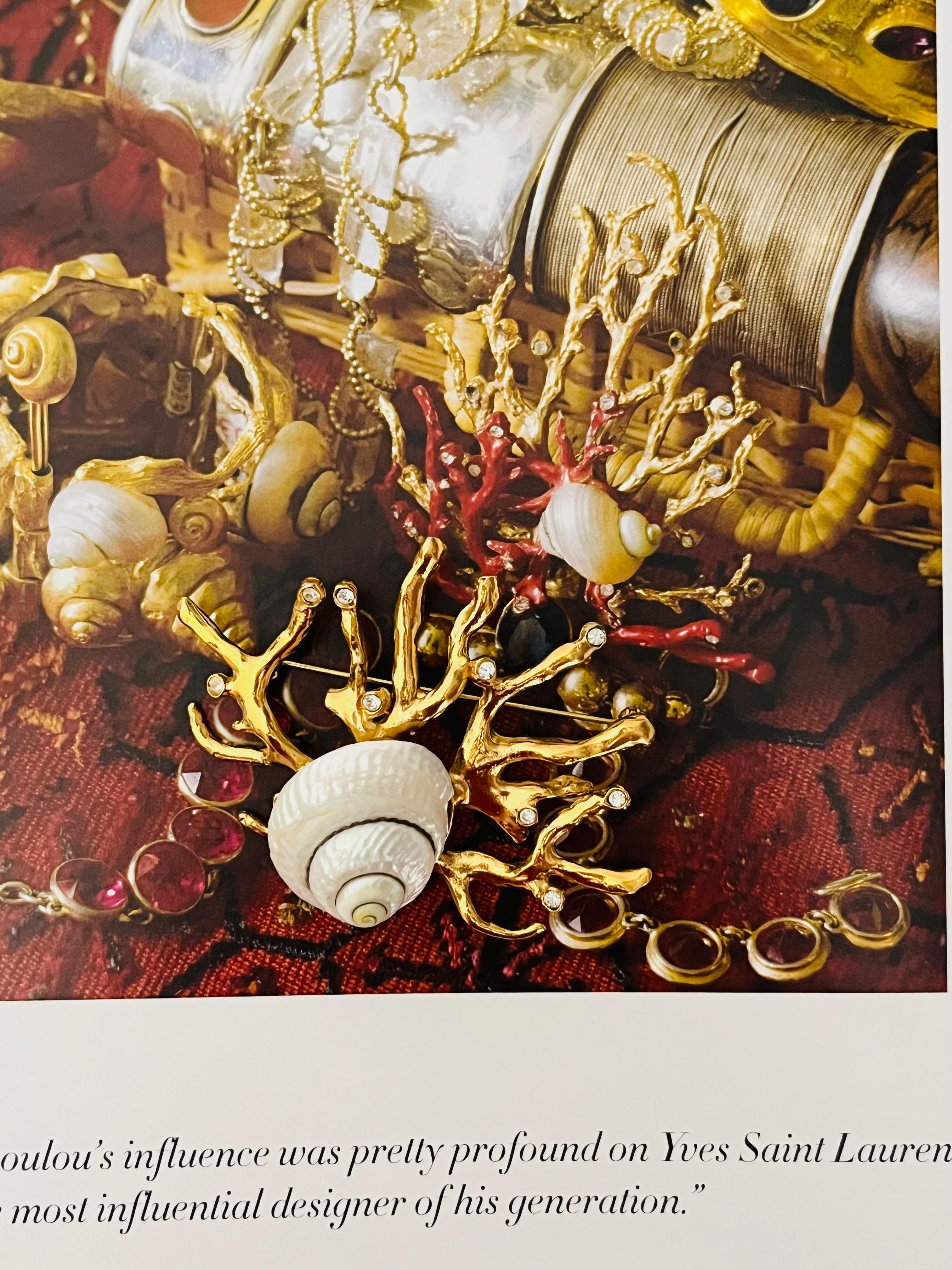 Yves Saint Laurent YSL Broche Robert Goossens Blanco Concha Coral Cristales Rama Art Decó en venta