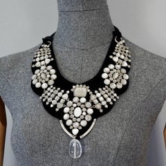 YVES SAINT LAURENT Ysl Rock Crystal Velvet Choker Necklace by Tom Ford F/W 2002