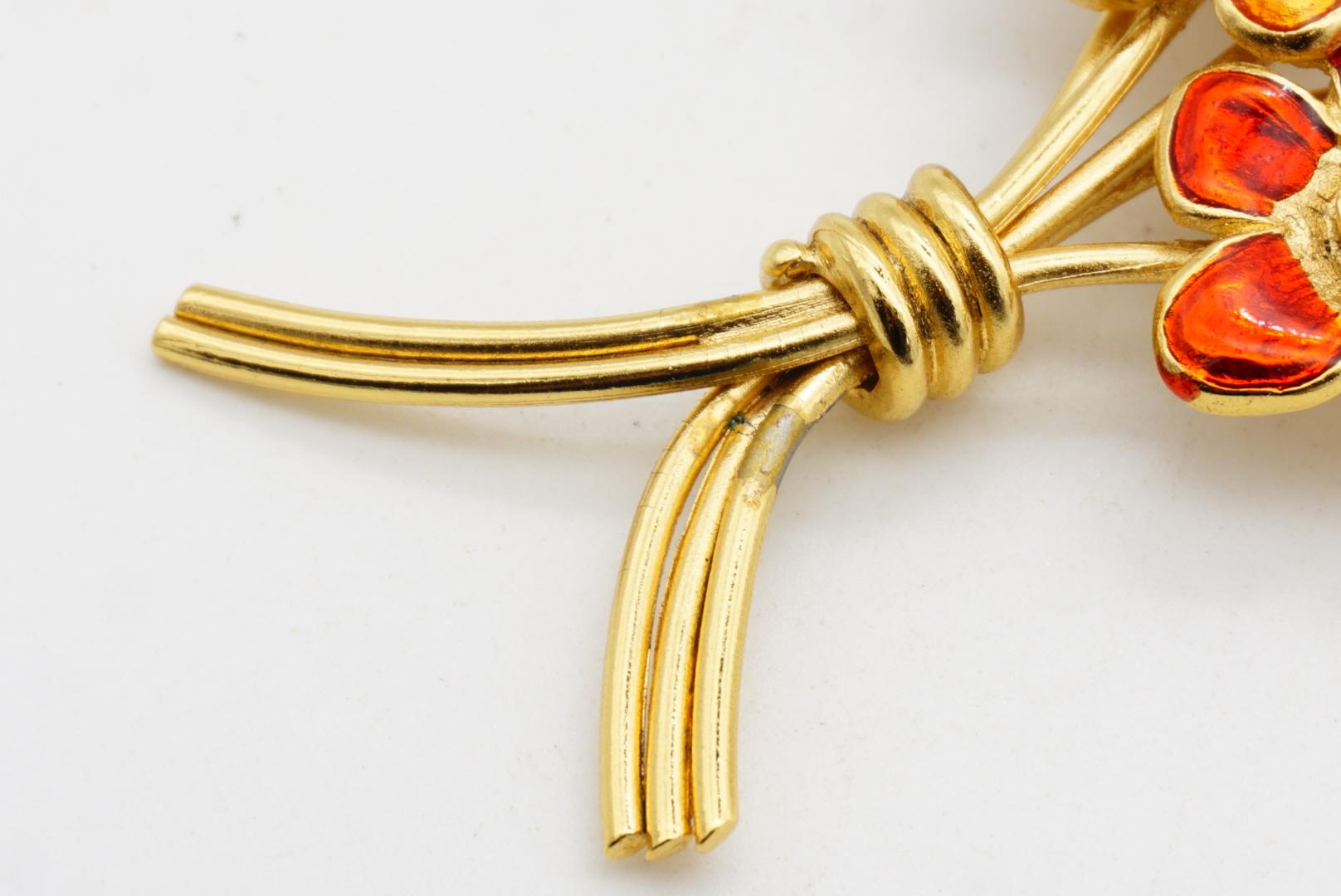 Yves Saint Laurent YSL Ruby Orange Navy Emerald Sapphire Flower Bouquet Brooch For Sale 7