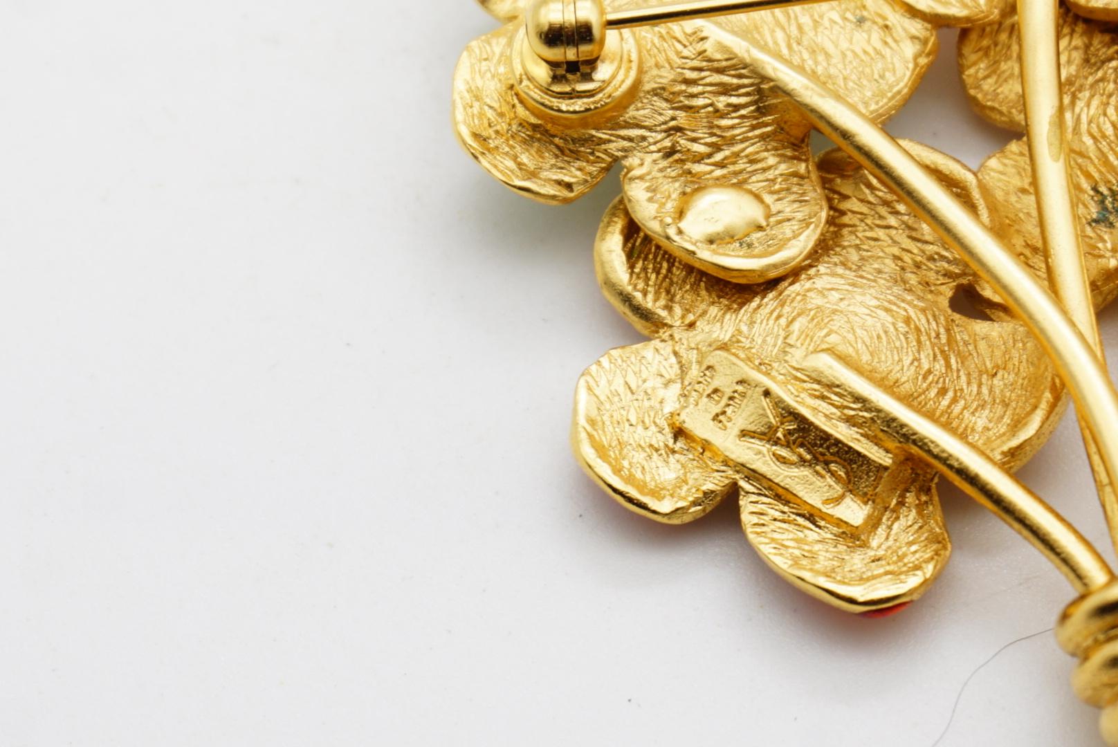 Yves Saint Laurent YSL Ruby Orange Navy Emerald Sapphire Flower Bouquet Brooch For Sale 11