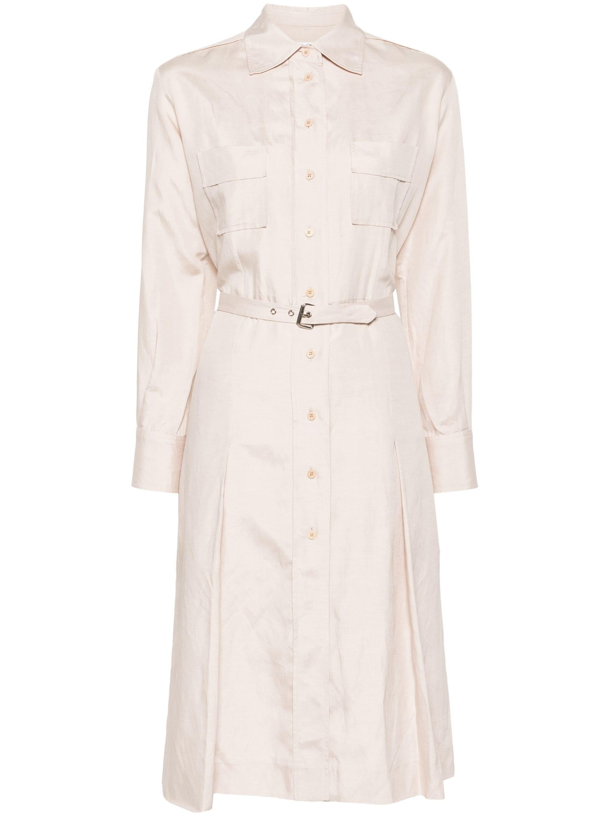 Women's Yves Saint Laurent YSL Silk Beige Shirt Dress