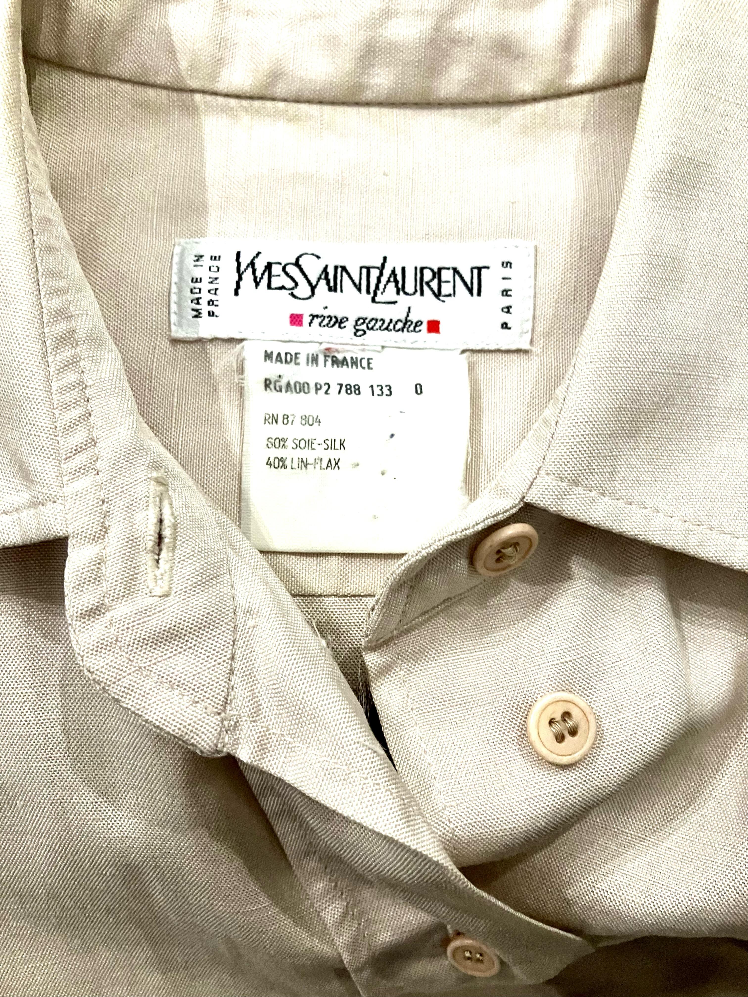Yves Saint Laurent YSL Silk Beige Shirt Dress 1