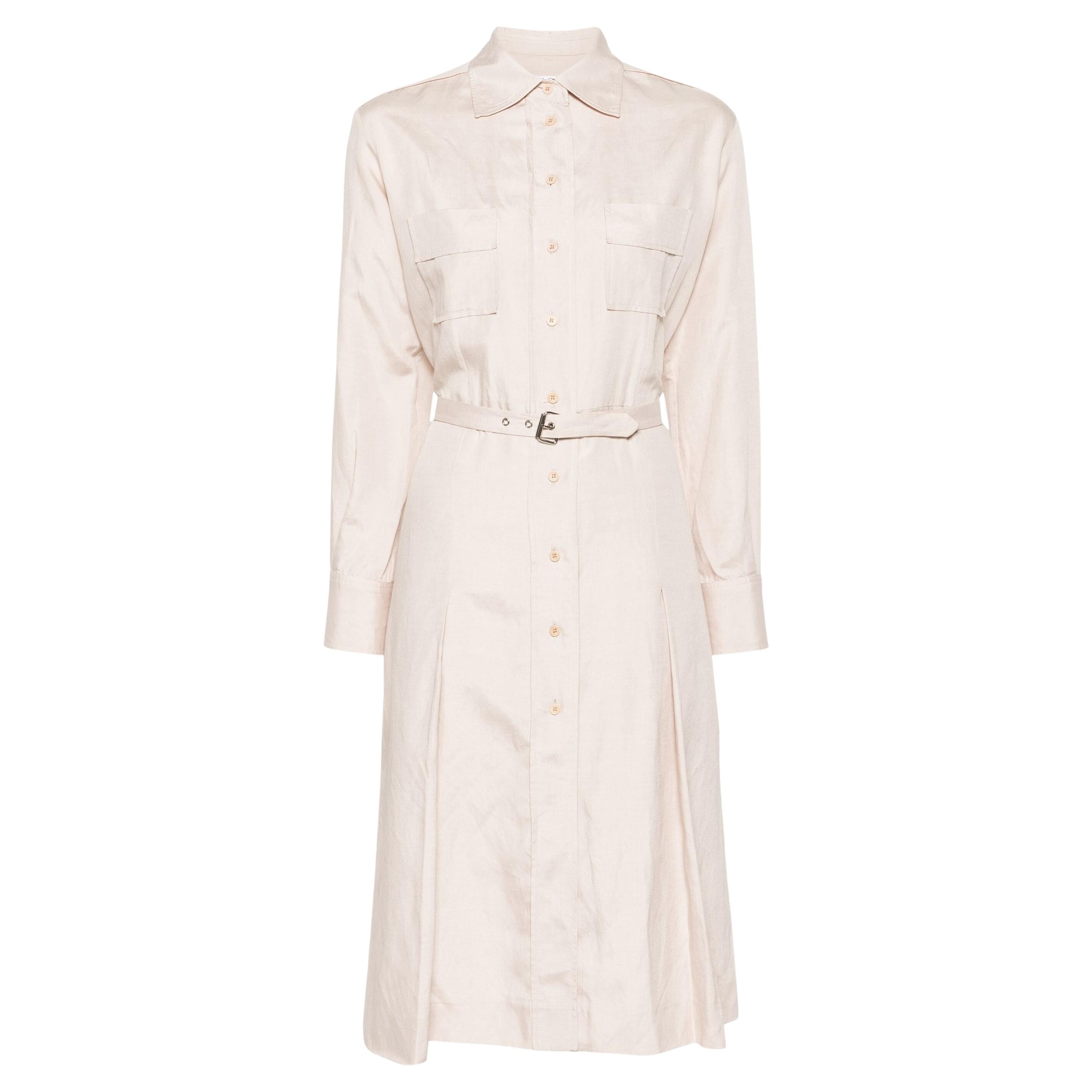 Yves Saint Laurent YSL Silk Beige Shirt Dress