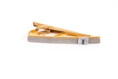 Yves Saint Laurent YSL Silver Tone Cassandre Tie Clip