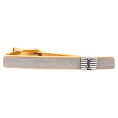 Yves Saint Laurent YSL Silver Tone Cassandre Tie Clip