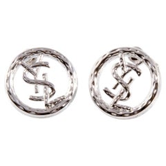 Yves Saint Laurent YSL Silver Tone Earrings