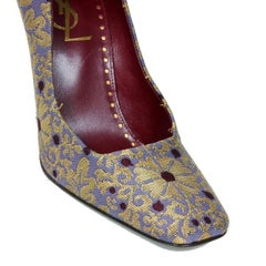Yves Saint Laurent YSL Square Toe Brocade Pumps Size 10.5 SL-S0930P-0376