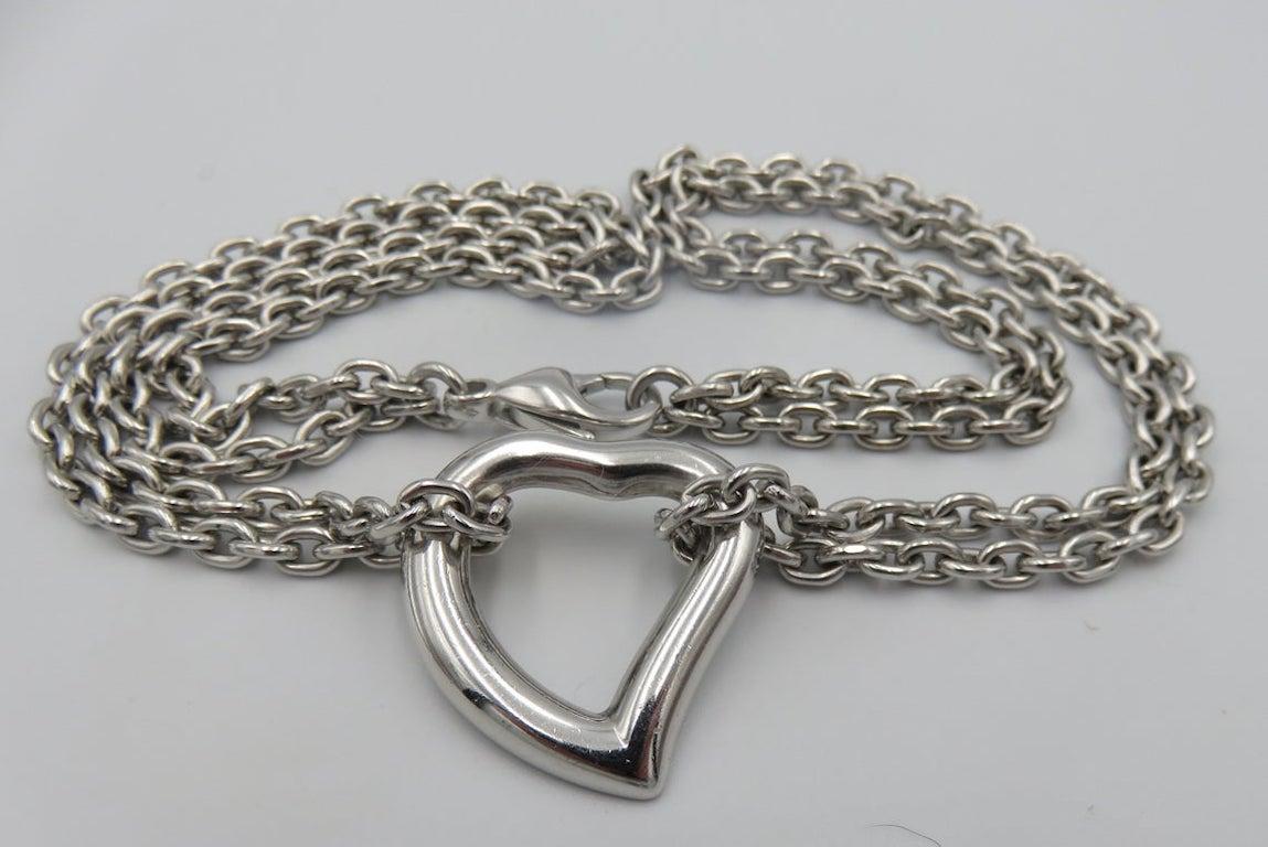 Yves Saint Laurent YSL Sterling Heart Pendant Necklace 7