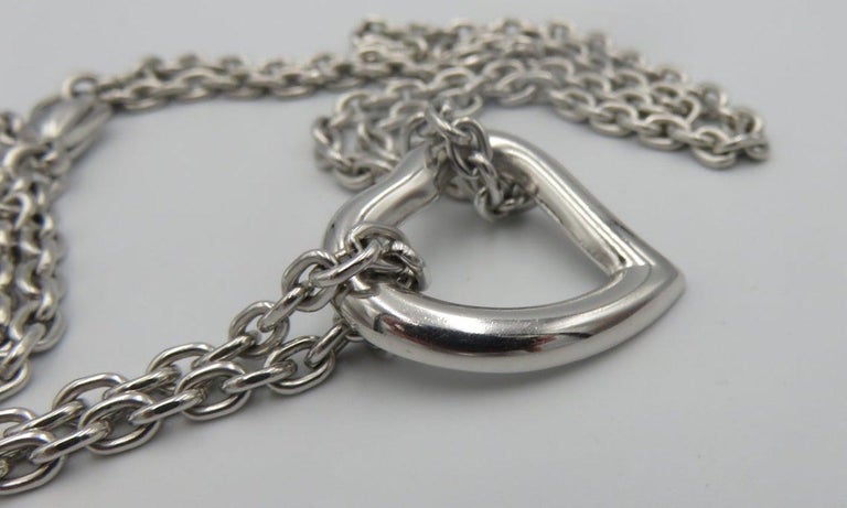 Yves Saint Laurent YSL Sterling Heart Pendant Necklace