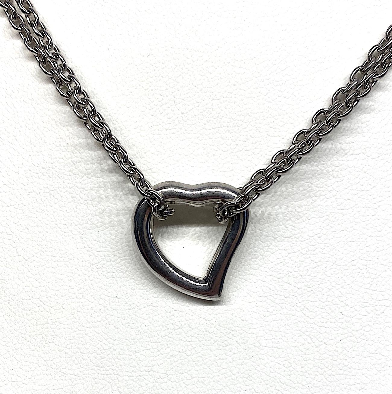 Yves Saint Laurent YSL Sterling Heart Pendant Necklace 1