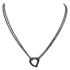 Yves Saint Laurent YSL Sterling Heart Pendant Necklace