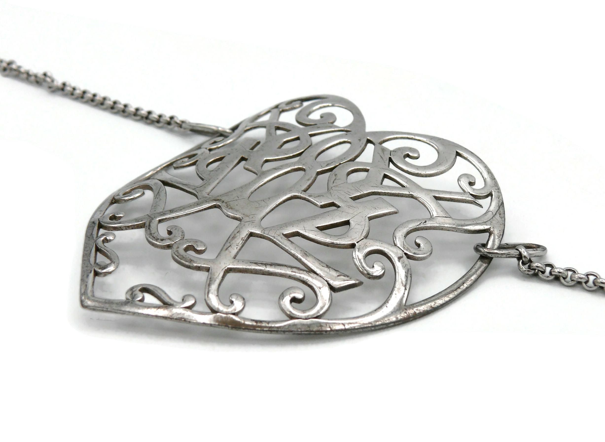 YVES SAINT LAURENT YSL Sterling Silver Heart Bracelet For Sale 6