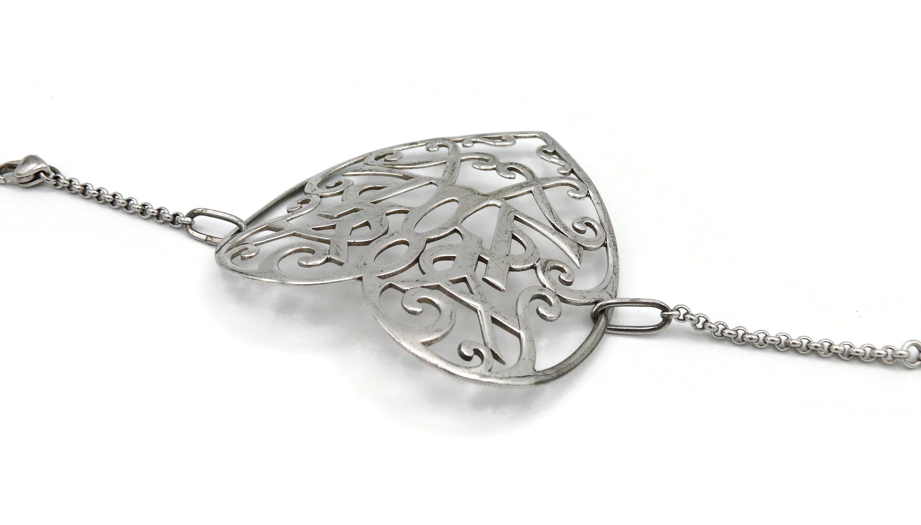 YVES SAINT LAURENT (Attbituted To) Pulsera corazón de plata de ley en venta 8