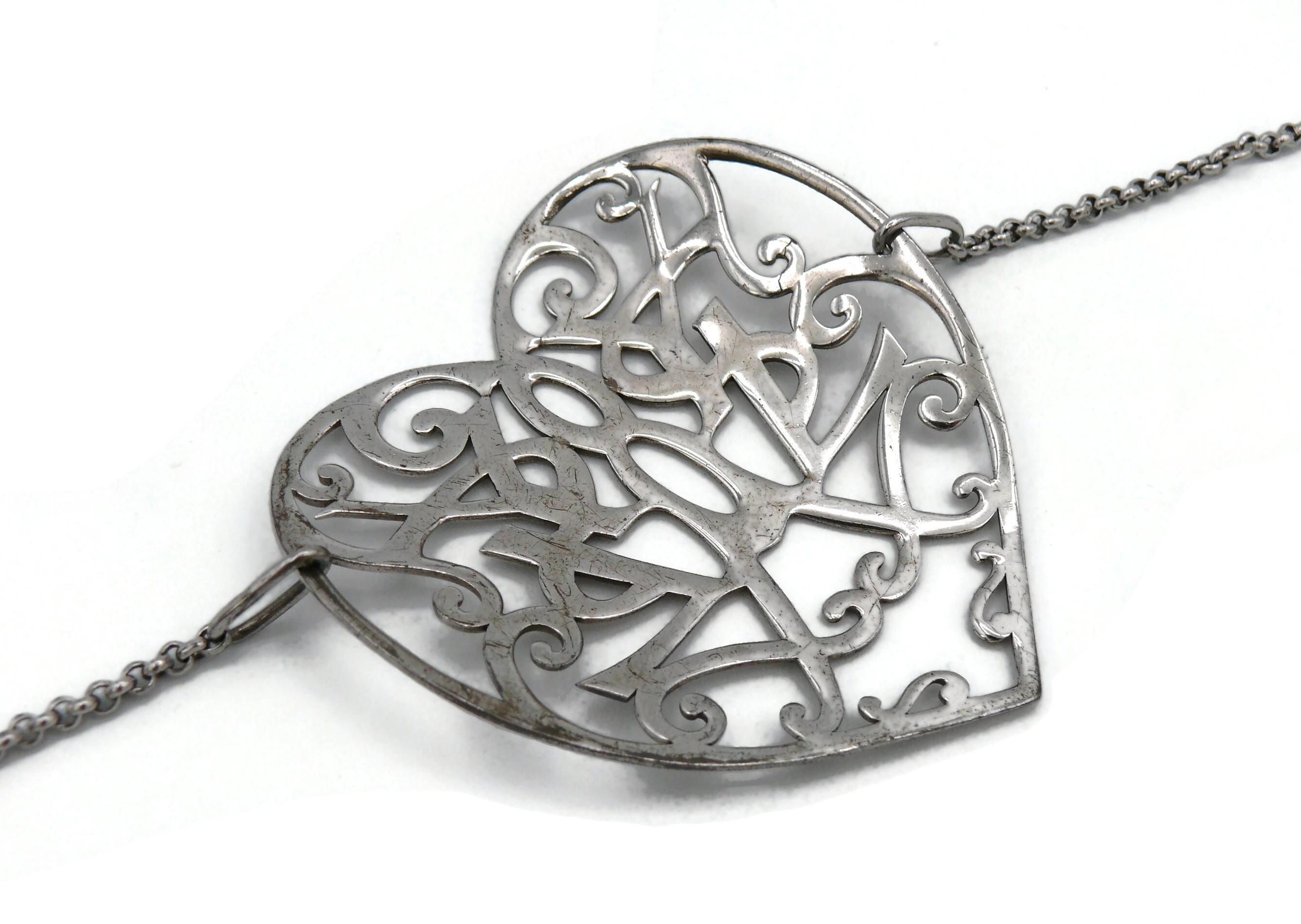 YVES SAINT LAURENT YSL Sterling Silver Heart Bracelet For Sale 10