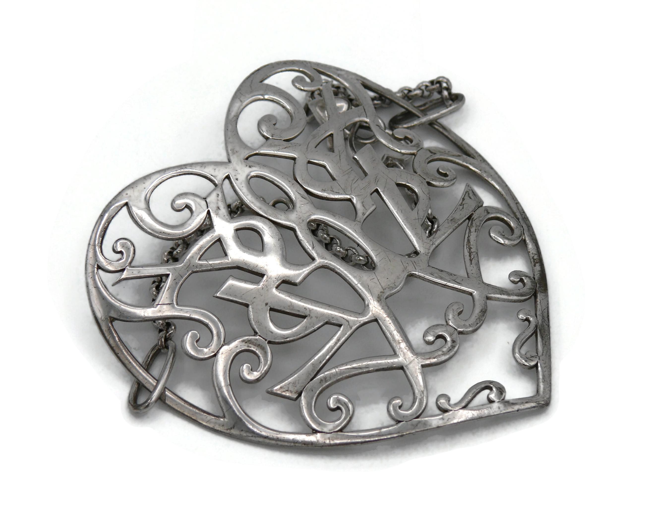 YVES SAINT LAURENT YSL Sterling Silver Heart Bracelet For Sale 12