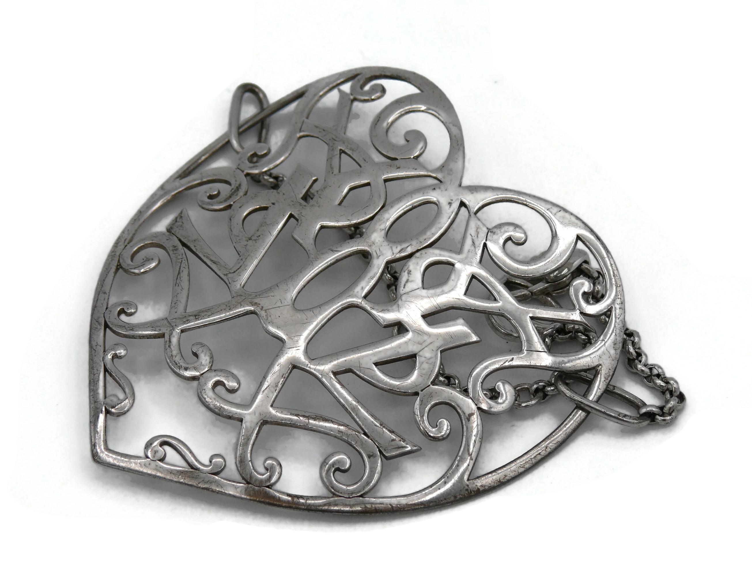 YVES SAINT LAURENT YSL Sterling Silver Heart Bracelet For Sale 13