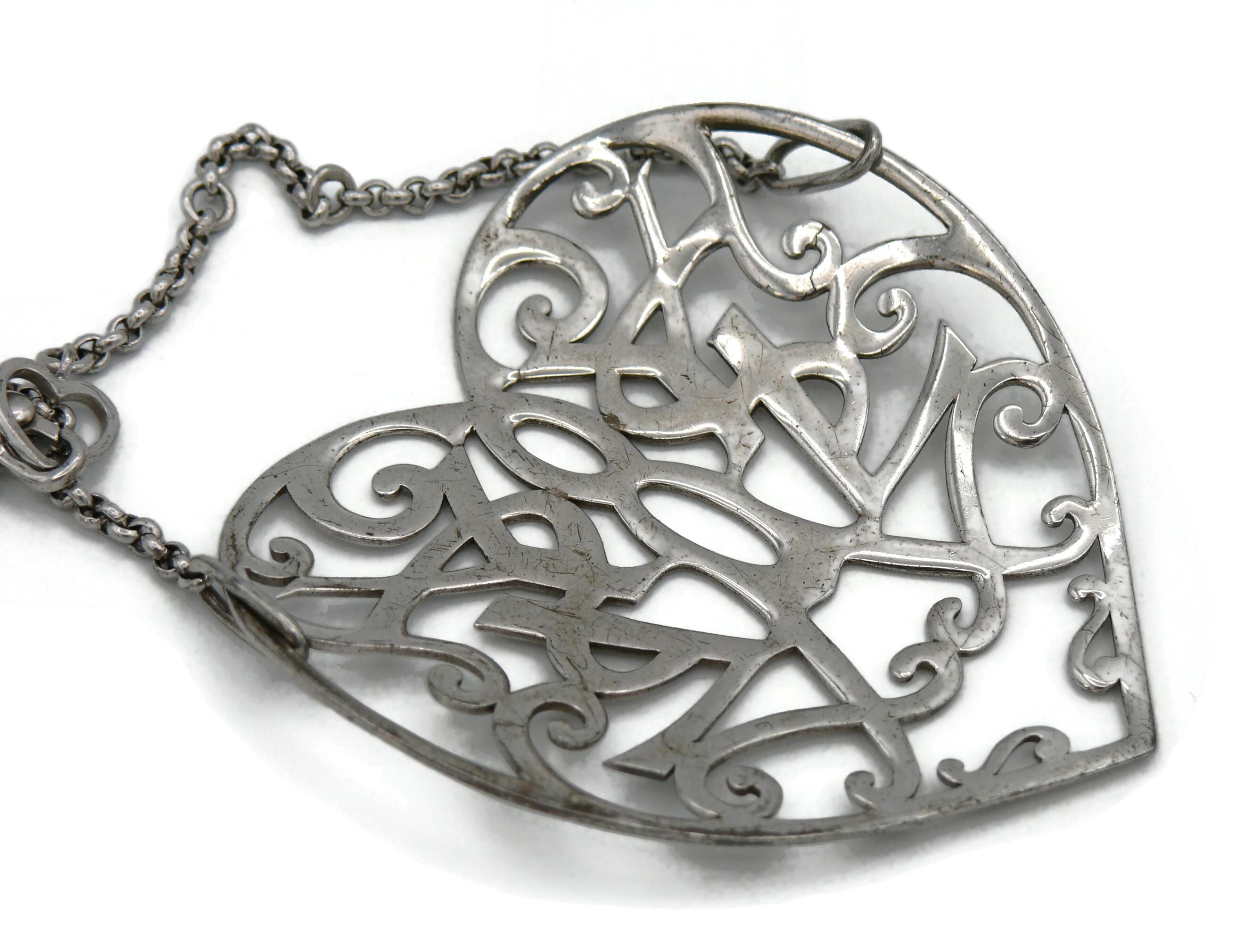 YVES SAINT LAURENT YSL Sterling Silver Heart Bracelet For Sale 14